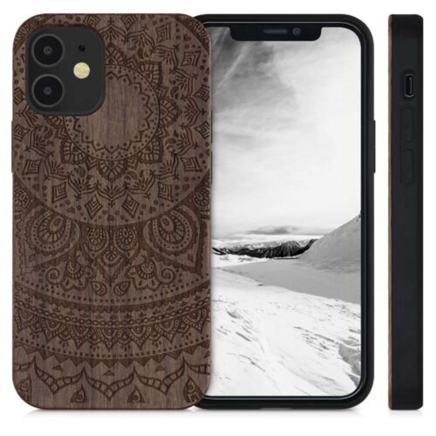 Husa pentru Apple iPhone 12 Mini, Lemn, Maro, 52733.02 fotografia produsului View 2 L