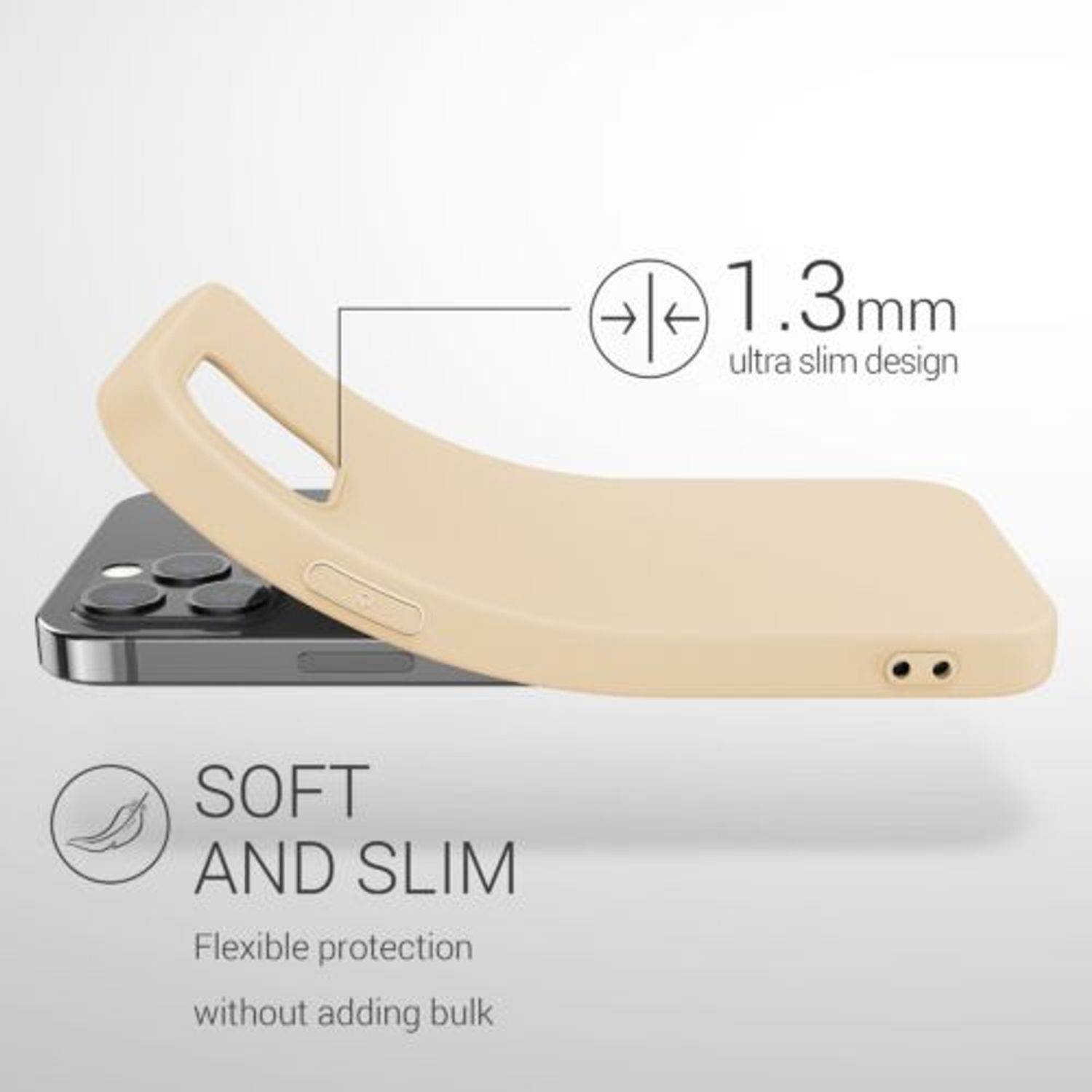 Husa pentru Apple iPhone 12 Pro Max, Silicon, Crem, 53940.210 fotografia produsului