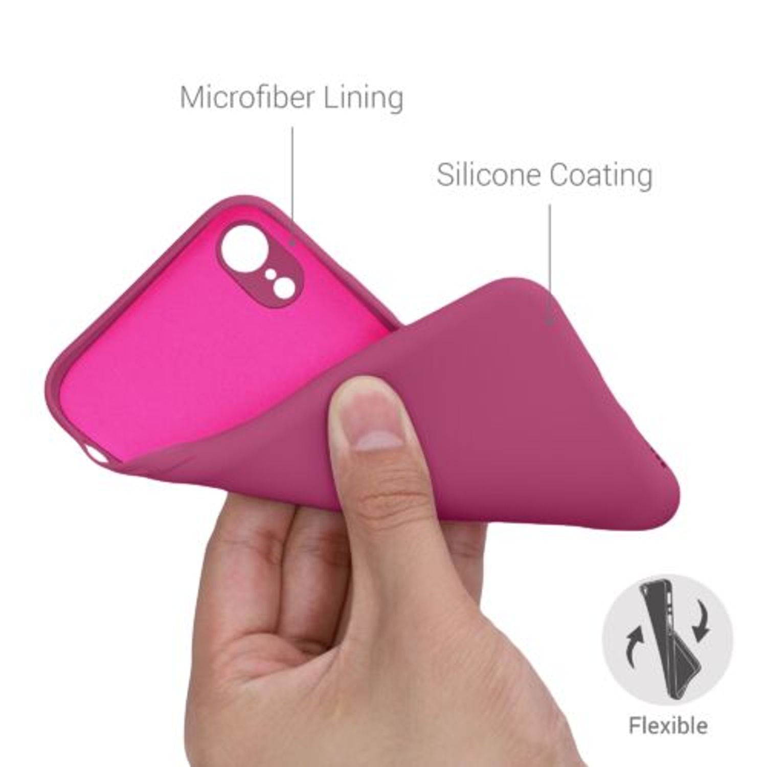 Husa pentru iPhone XR, Silicon, Roz, 49983.213 fotografia produsului View 6 L