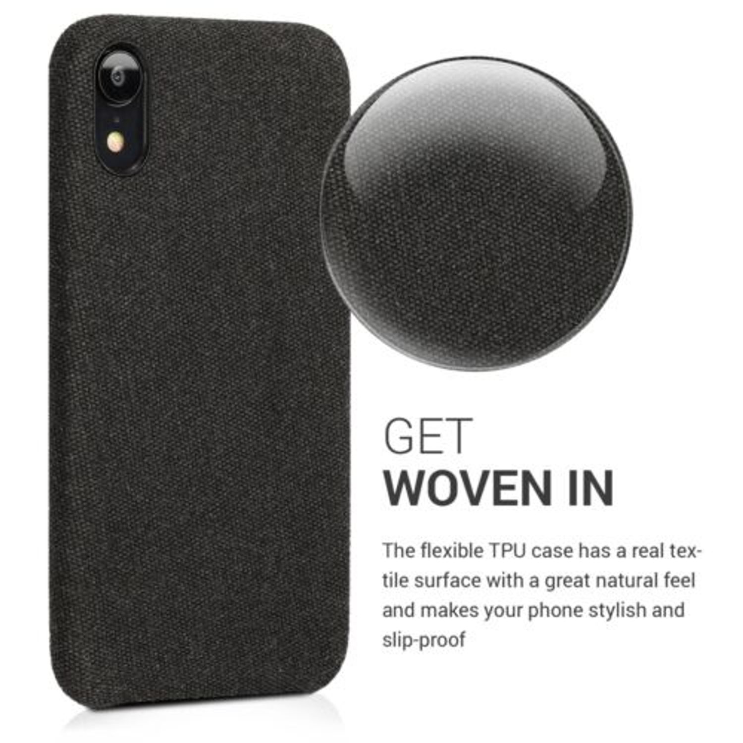 Husa pentru Apple iPhone XR, Textil, Negru, 46974.01 fotografia produsului View 4 L