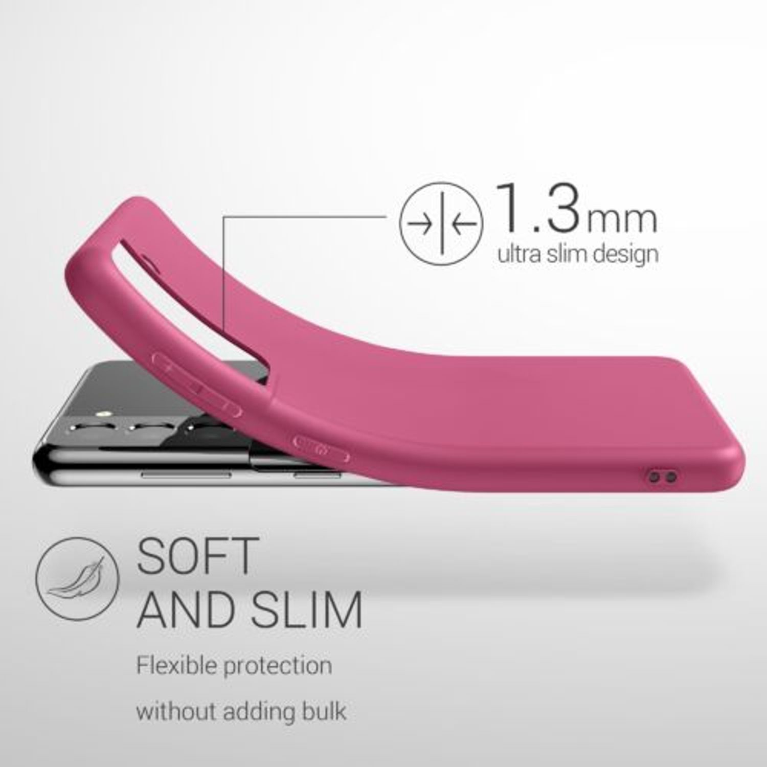 Husa pentru Samsung Galaxy S21, Silicon, Roz, 54055.100 fotografia produsului View 3 L