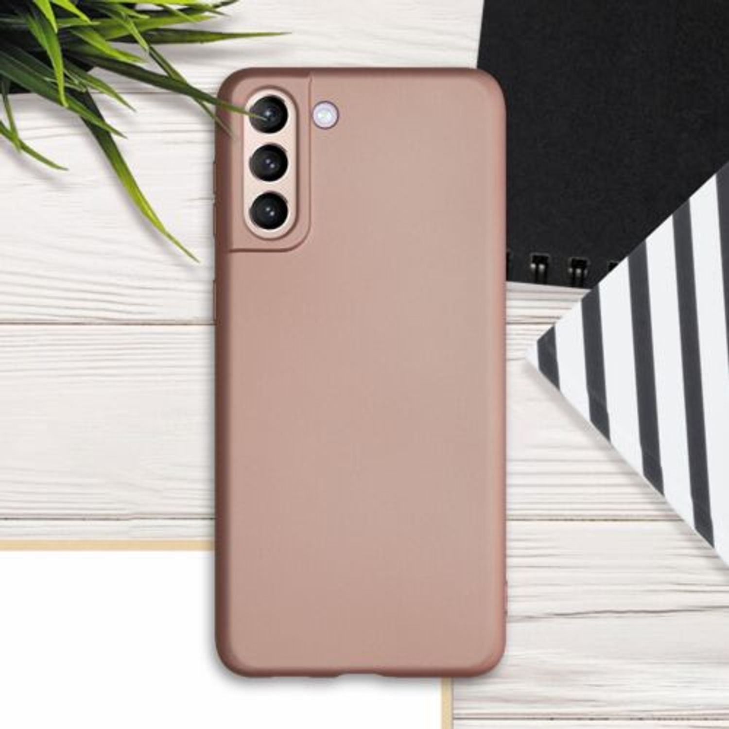 Husa pentru Samsung Galaxy S21 Plus, Silicon, Rose Gold, 54067.31 fotografia produsului View 3 L