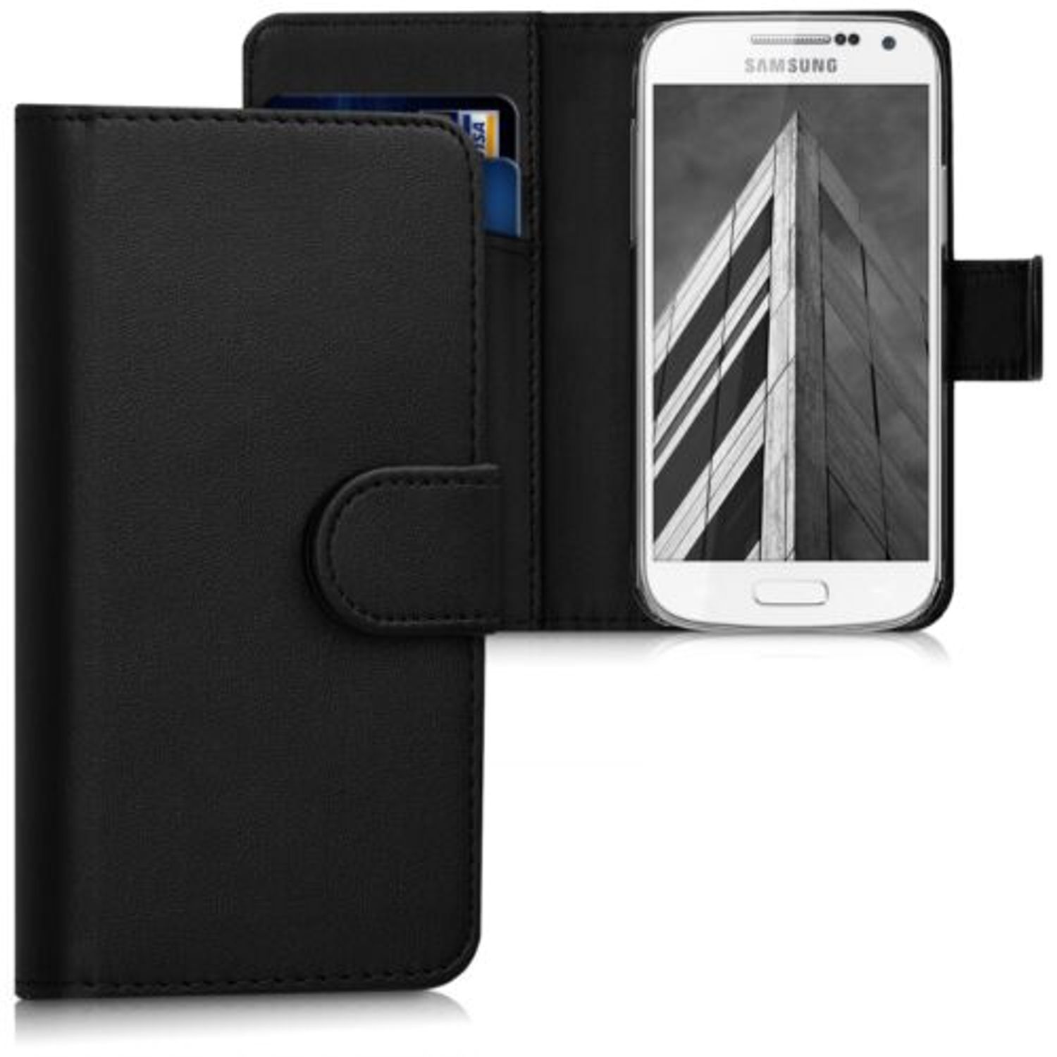 Husa pentru Samsung Galaxy S4 Mini, Piele ecologica, Negru, 14312.01 fotografia produsului