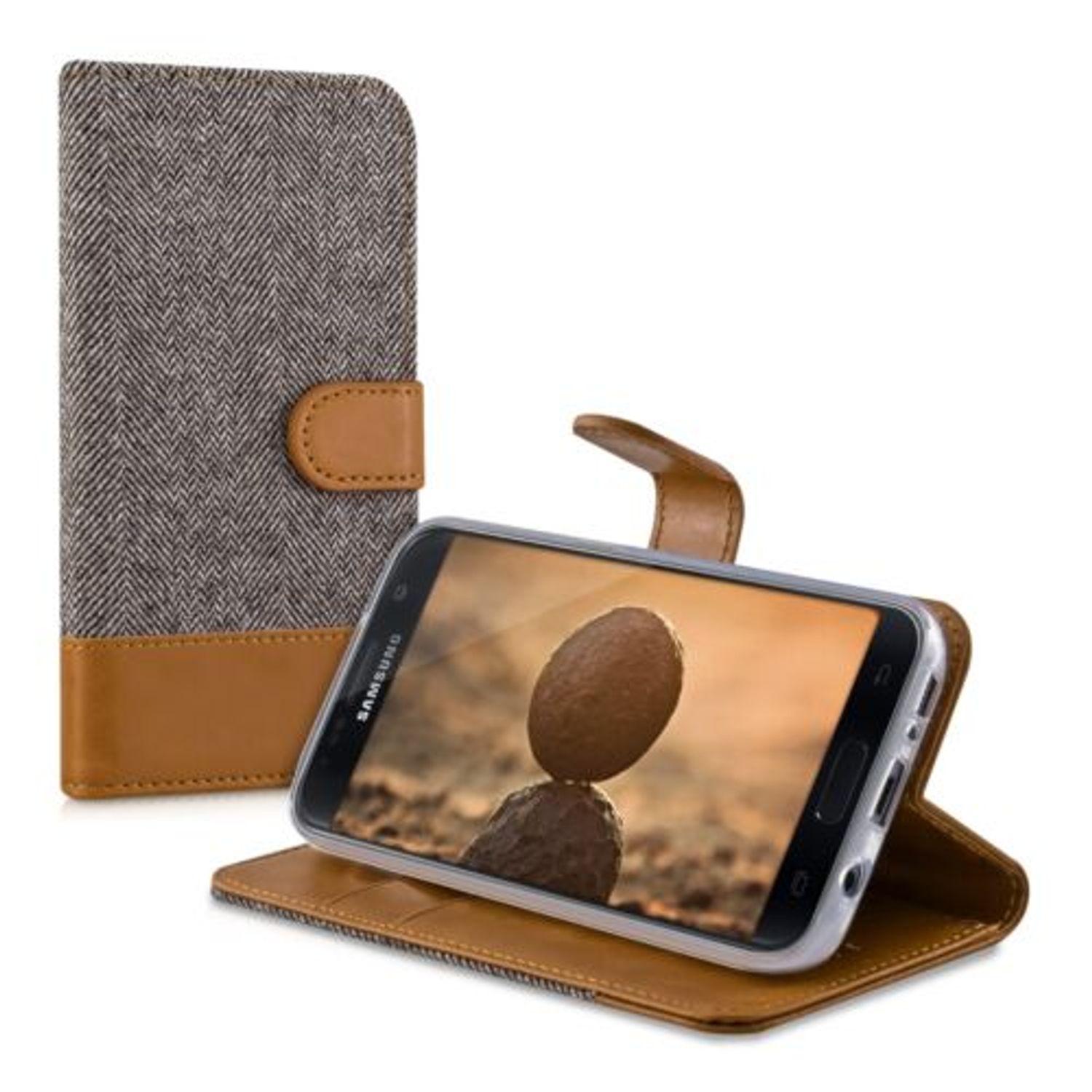 Husa pentru Samsung Galaxy S7, Textil, Gri, 39015.19 fotografia produsului View 2 L