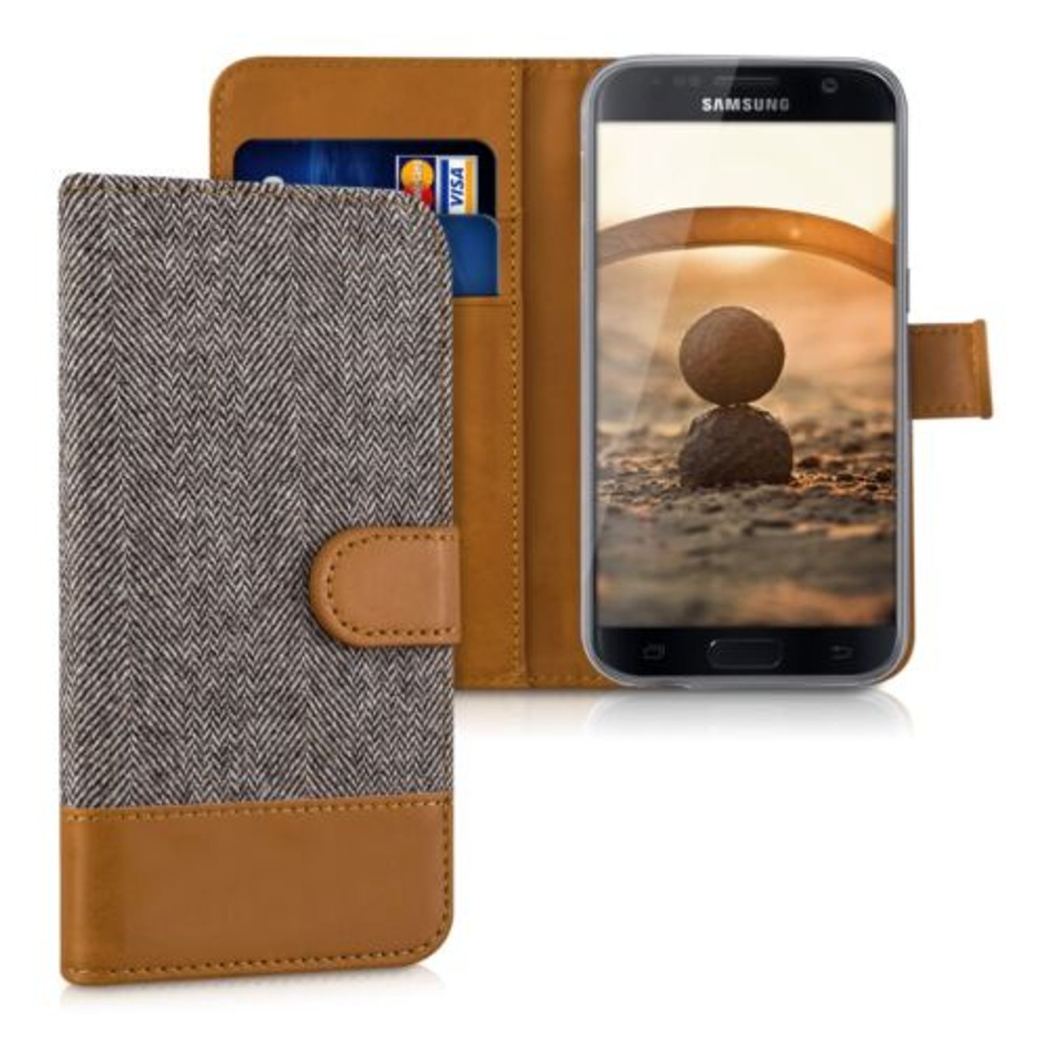 Husa pentru Samsung Galaxy S7, Textil, Gri, 39015.19 fotografia produsului