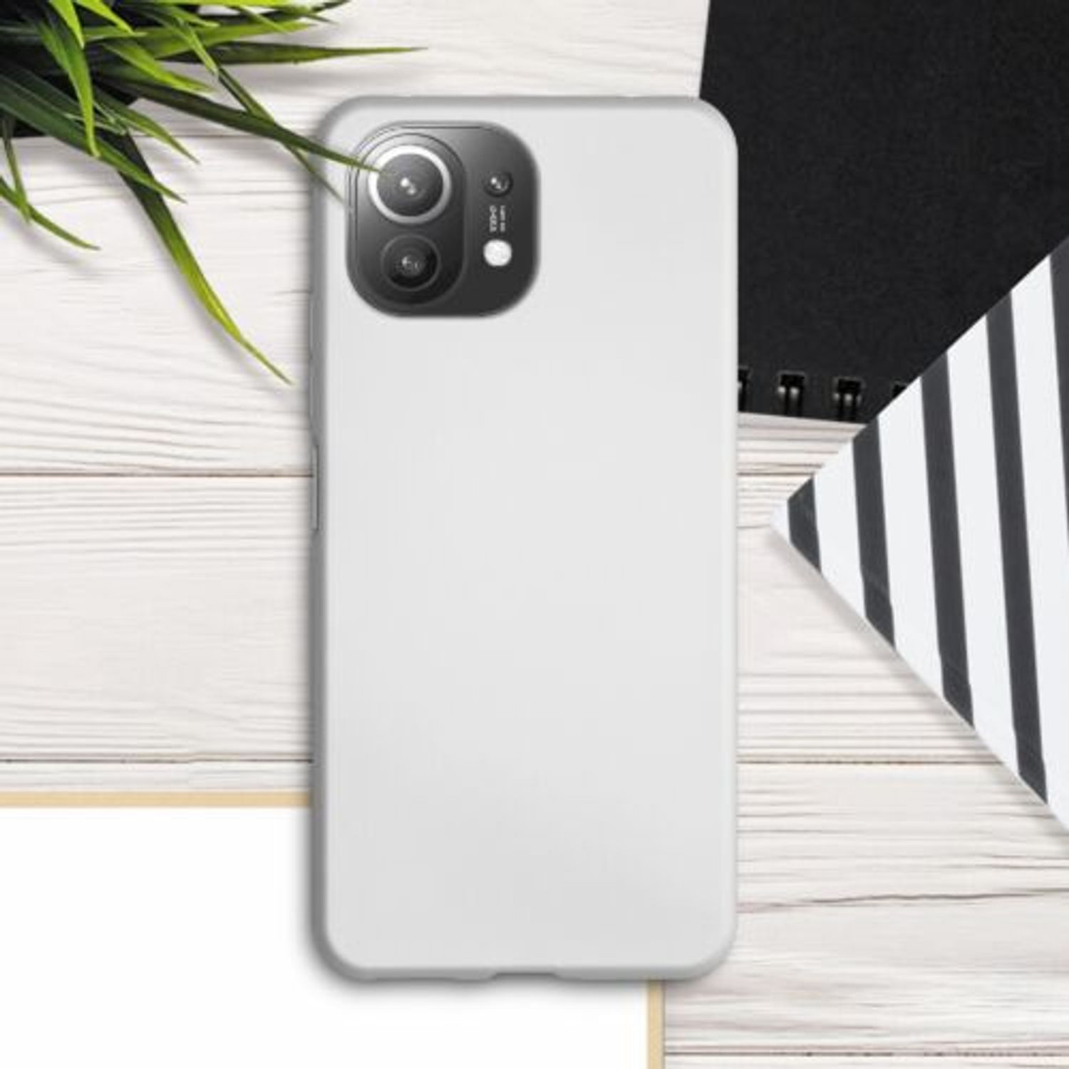 Husa pentru Xiaomi Mi 11 Lite 5G, Silicon, Silver, 54727.67 fotografia produsului View 3 L
