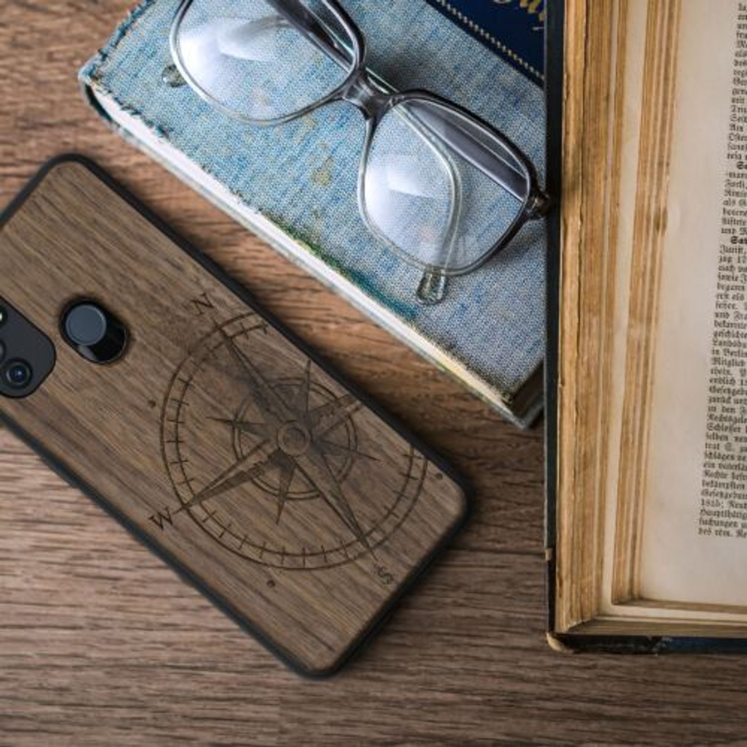 Husa pentru OnePlus Nord N100, Lemn, Maro, 54720.01 fotografia produsului View 6 L