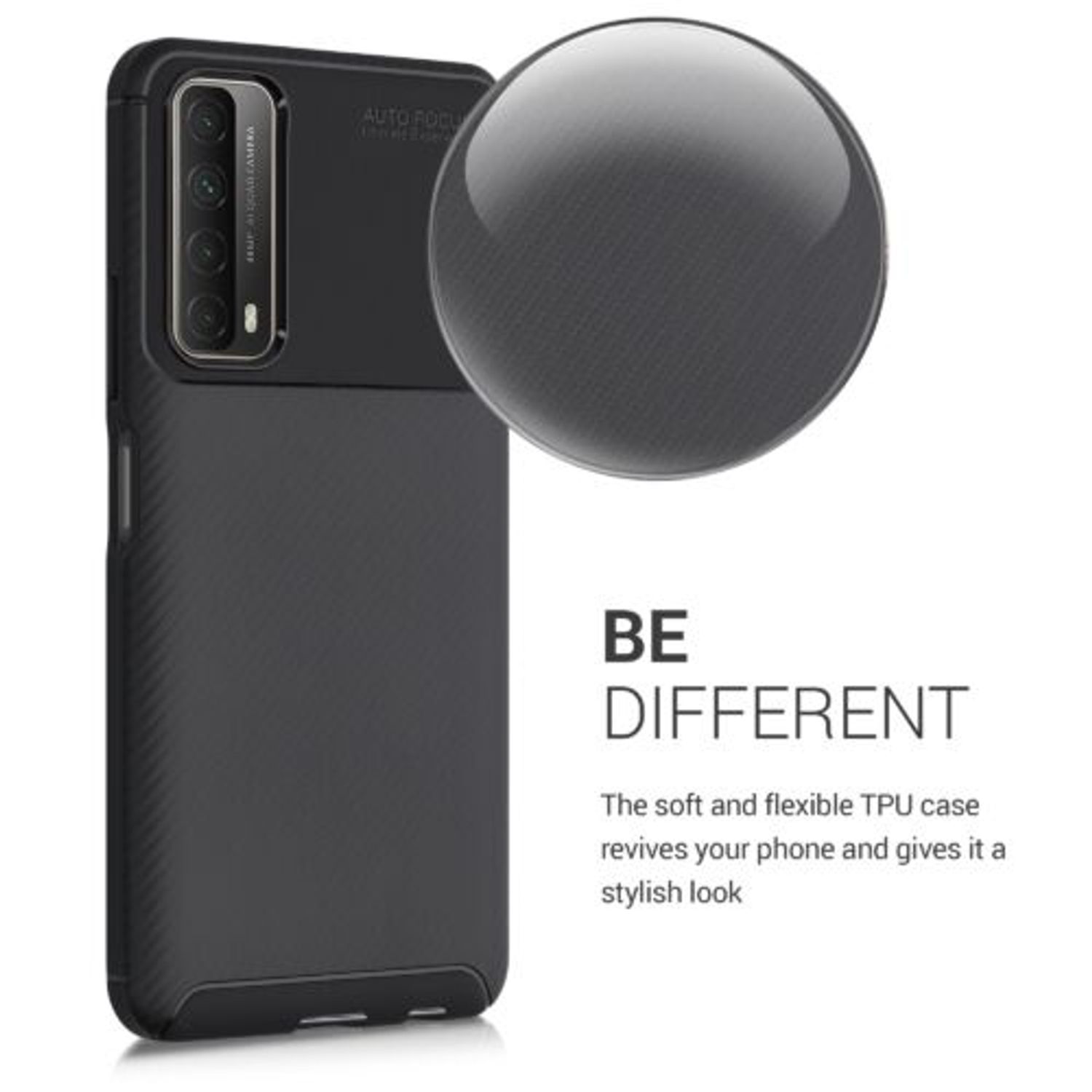 Husa pentru Huawei P Smart (2021), Silicon, Negru, 55356.01 fotografia produsului View 4 L