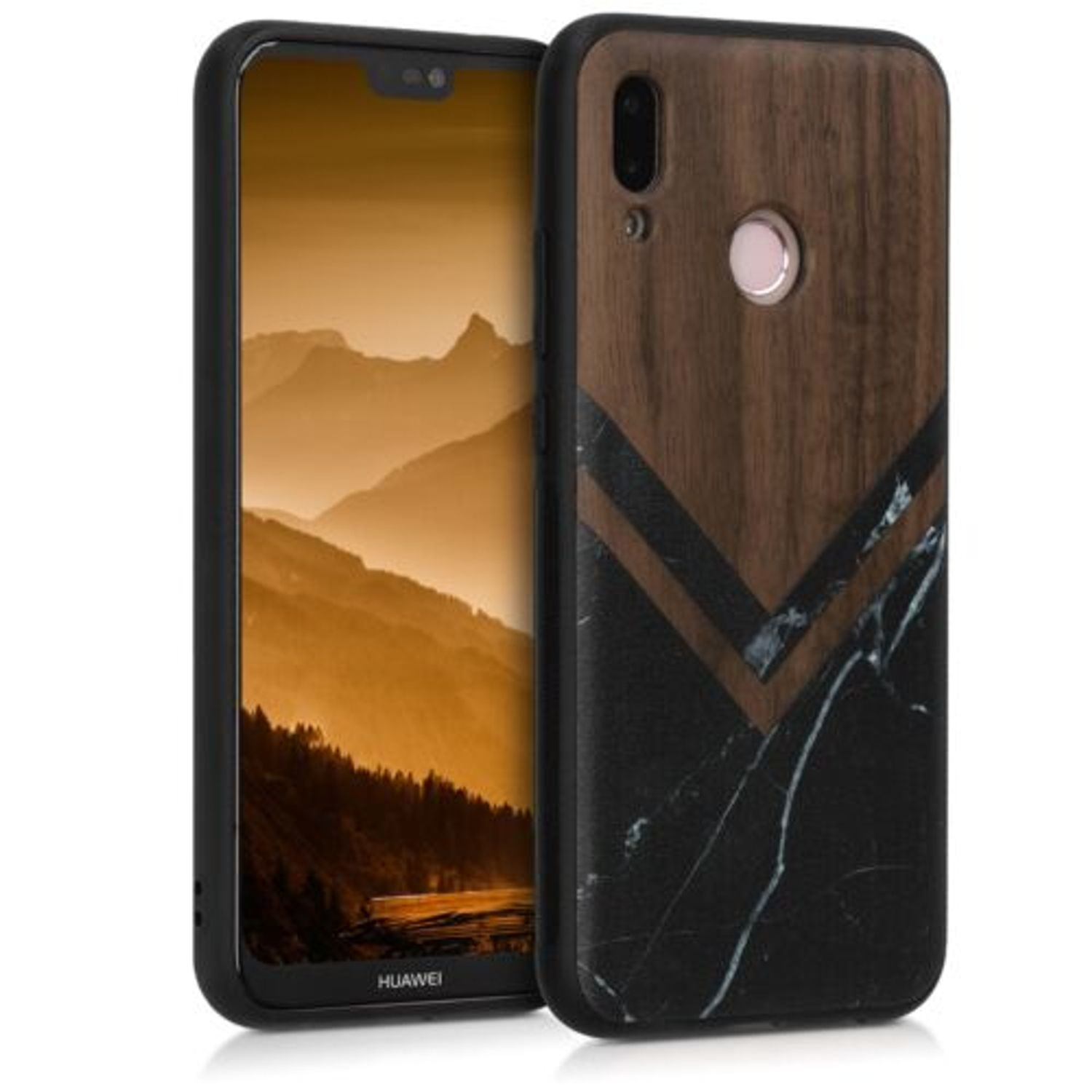 Husa pentru Huawei P20 Lite, Lemn, Negru, 44890.24 fotografia produsului