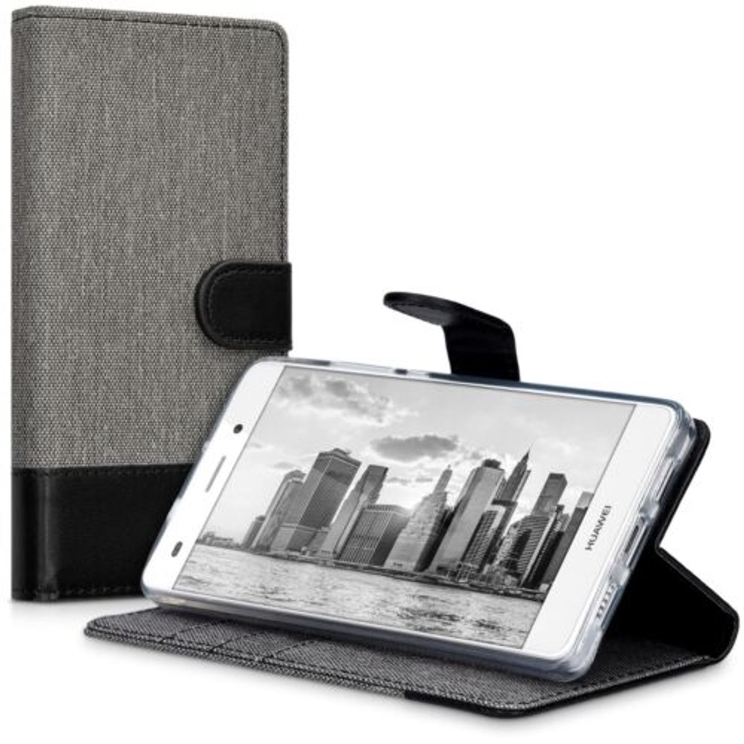 Husa pentru Huawei P8 Lite, Textil, Gri, 35223.22 fotografia produsului View 2 L