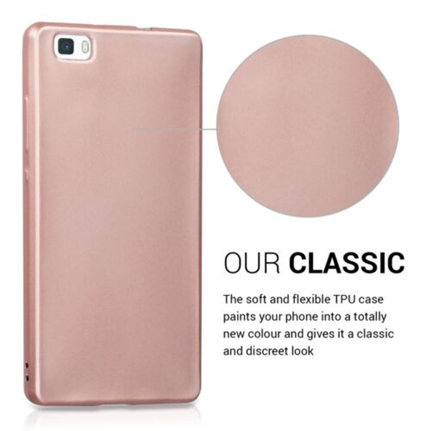 Husa pentru Huawei P8 Lite, Silicon, Rose Gold, 40471.81 fotografia produsului View 4 L