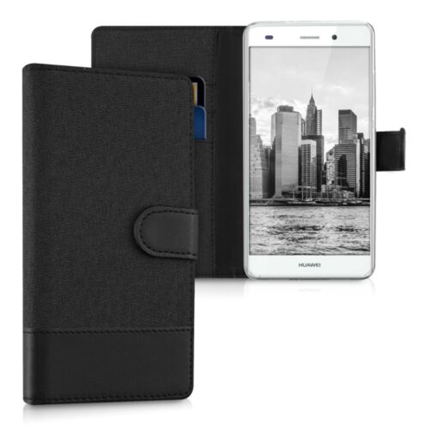 Husa pentru Huawei P8 Lite, Textil, Negru, 35223.73 fotografia produsului