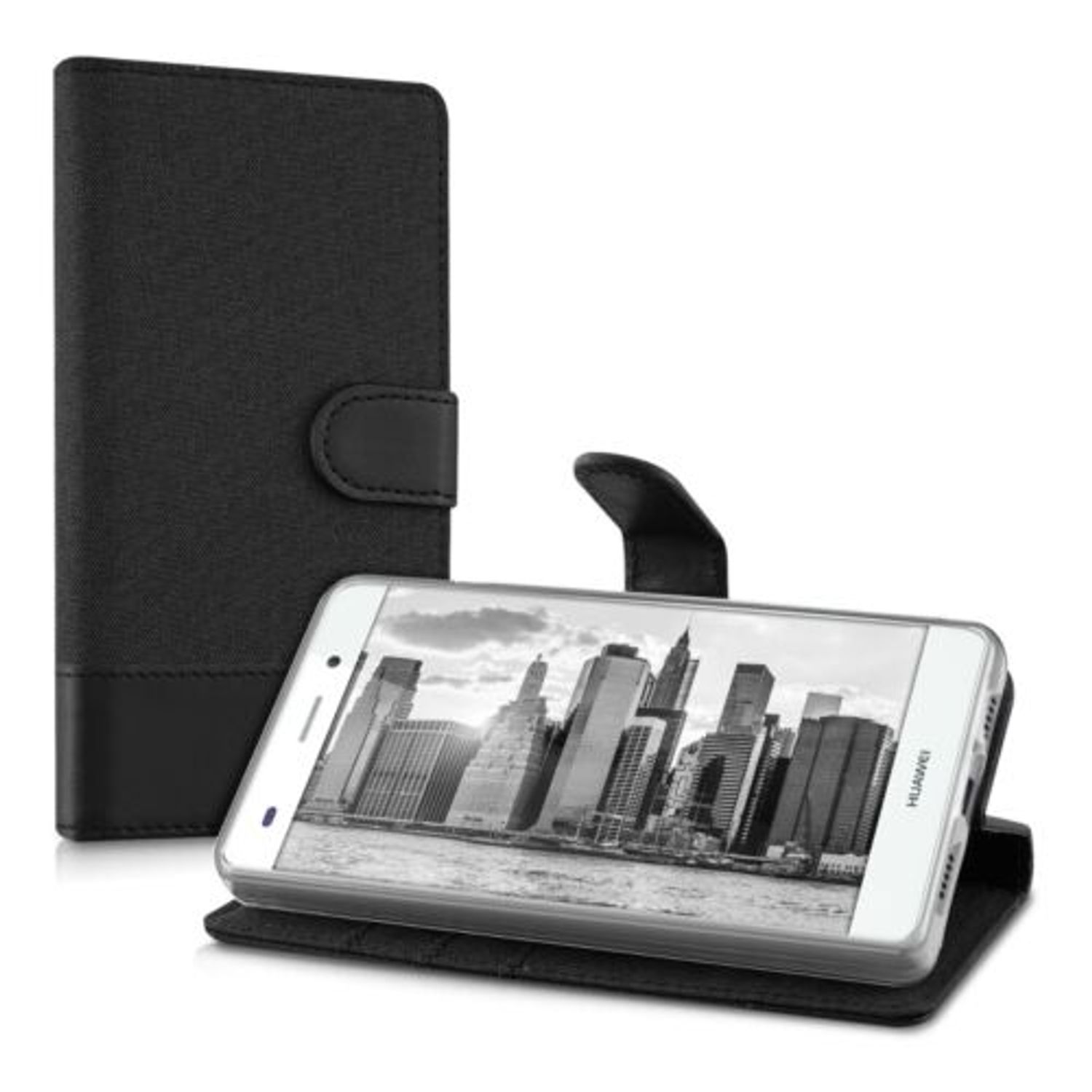 Husa pentru Huawei P8 Lite, Textil, Negru, 35223.73 fotografia produsului View 2 L