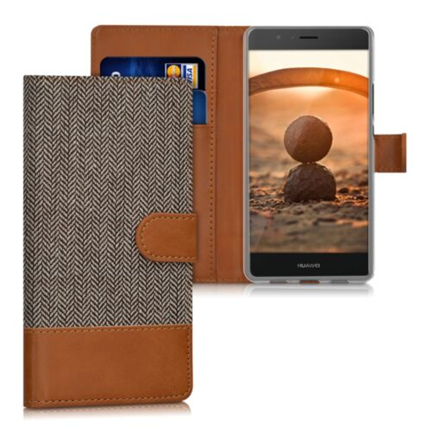 Husa pentru Huawei P9 Lite, Textil, Gri, 38037.25 fotografia produsului