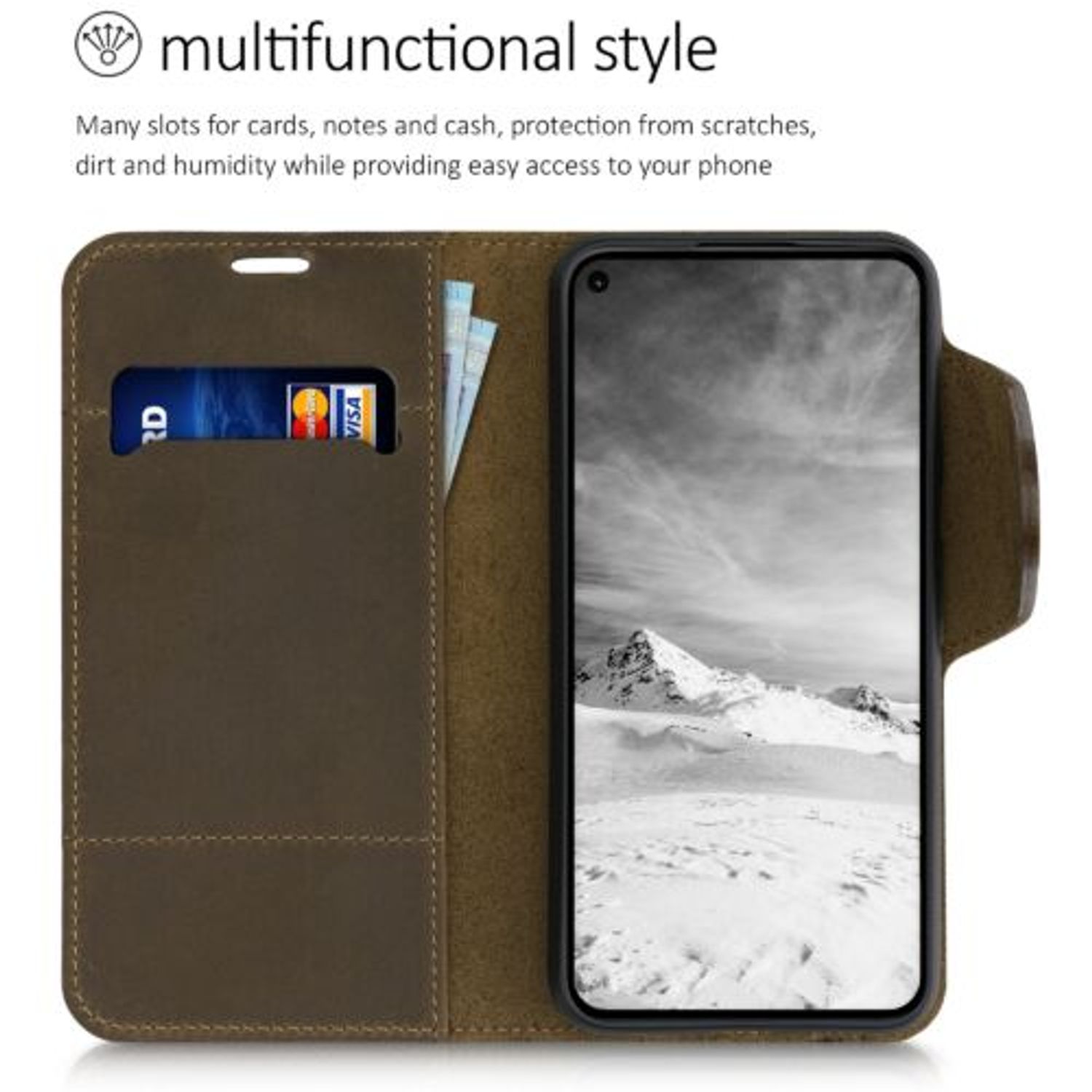 Husa pentru Google Pixel 5, Piele naturala, Maro, 55172.05 fotografia produsului View 2 L