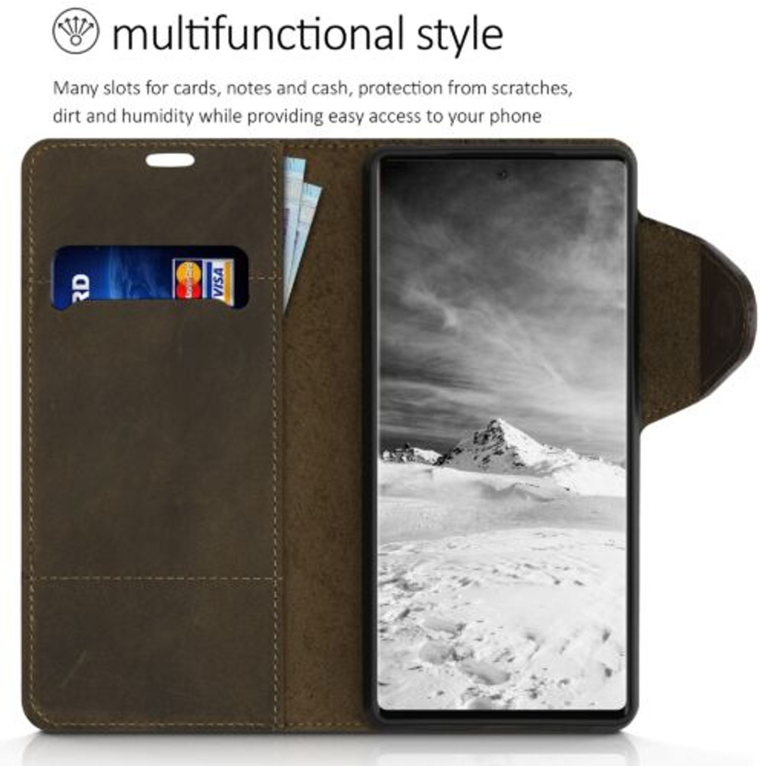 Husa pentru Google Pixel 6, Piele naturala, Maro, 55750.01 fotografia produsului View 6 L