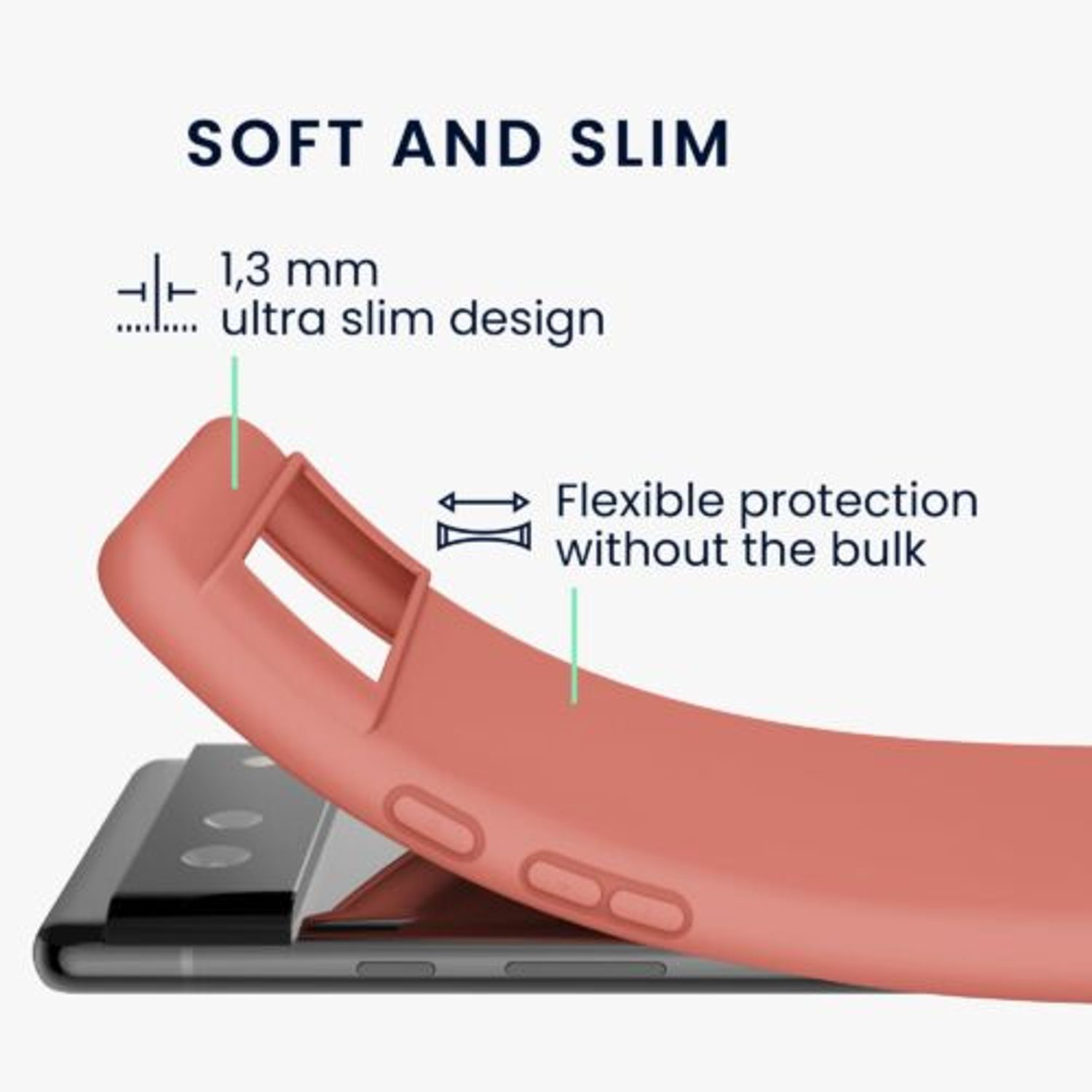 Husa pentru Google Pixel 6, Silicon, Rose Gold, 55434.215 fotografia produsului View 3 L