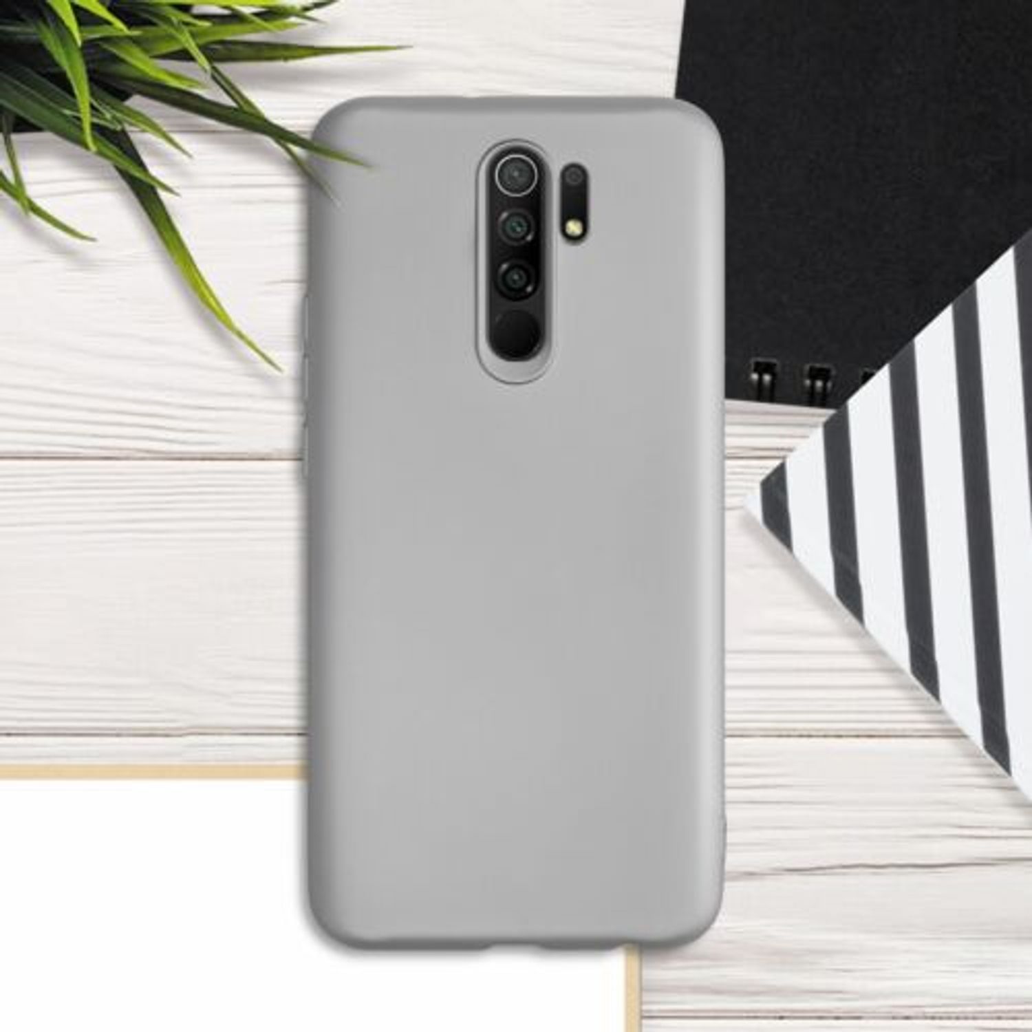 Husa pentru Xiaomi Redmi 9, Silicon, Silver, 53270.67 fotografia produsului View 3 L