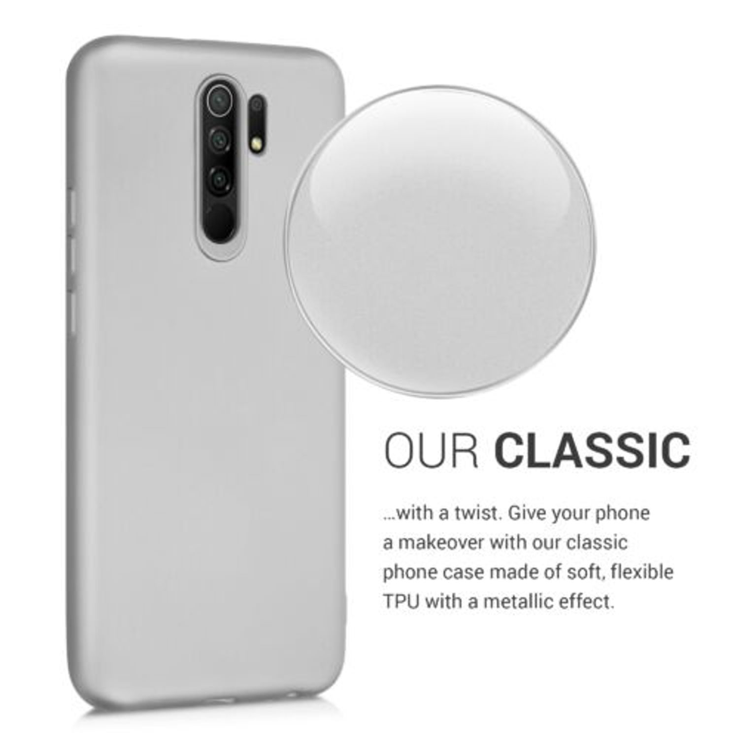 Husa pentru Xiaomi Redmi 9, Silicon, Silver, 53270.67 fotografia produsului View 4 L
