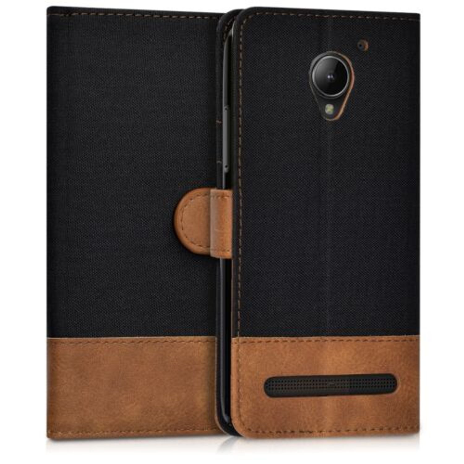 Husa pentru Lenovo Vibe C2, Textil, Maro, 40503.02 fotografia produsului View 3 L