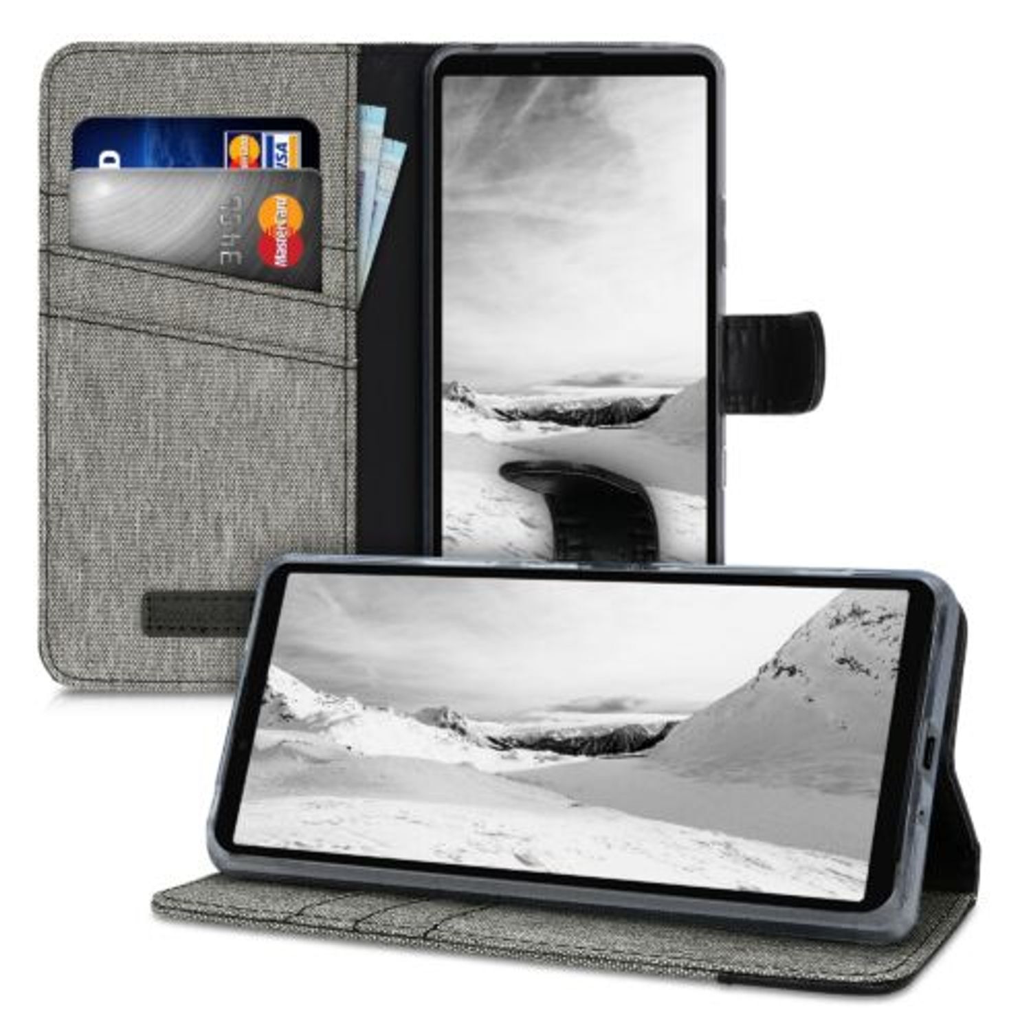 Husa pentru Sony Xperia 10 III, Textil, Gri, 55131.22 fotografia produsului View 3 L