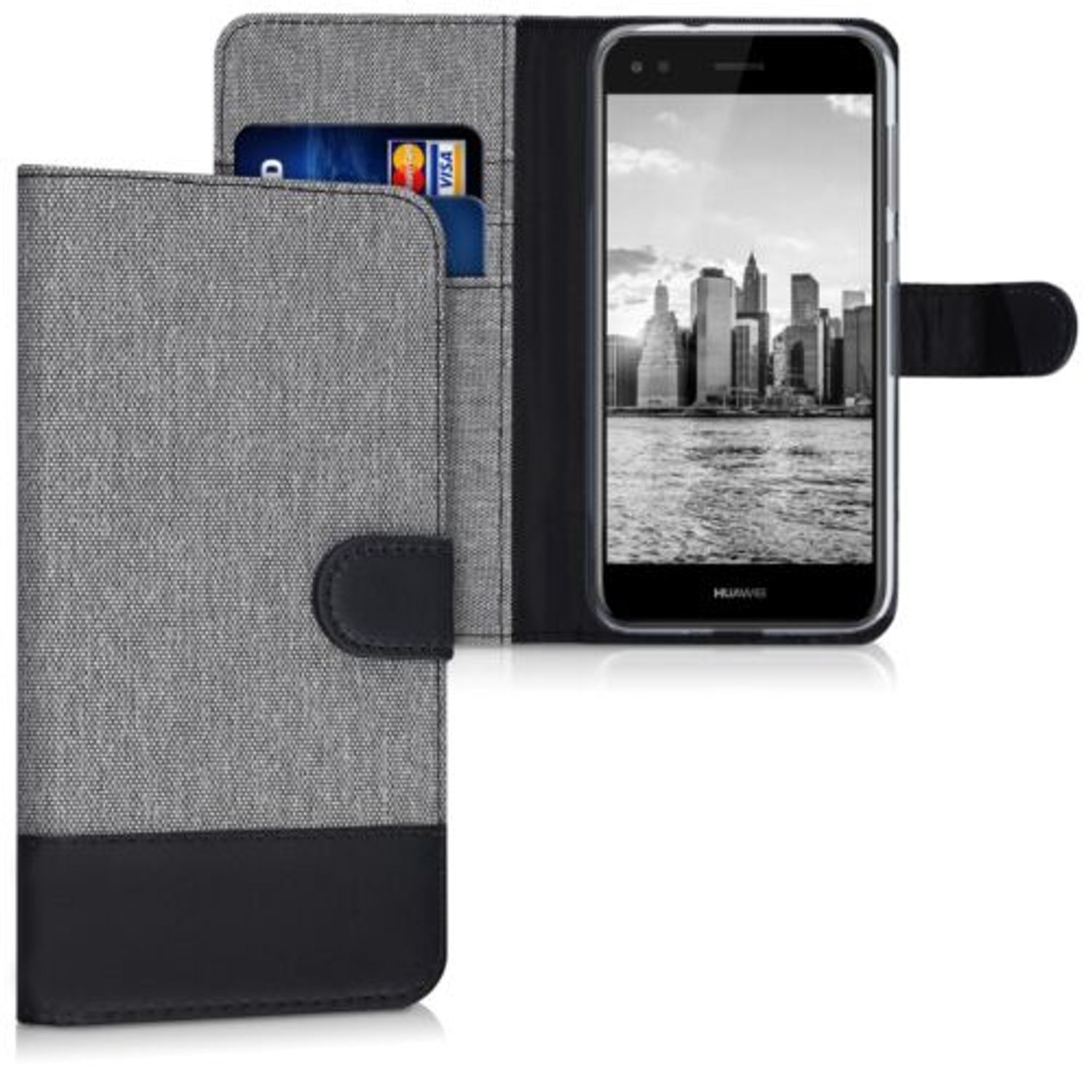 Husa pentru Huawei Y6 Pro (2017), Textil, Gri, 42776.01 fotografia produsului