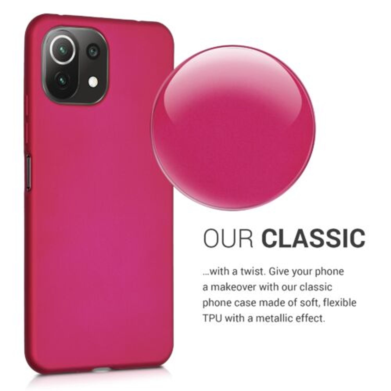 Husa pentru Xiaomi Mi 11 Lite 5G, Silicon, Roz, 54727.65, Kwmobile fotografia produsului View 3 L