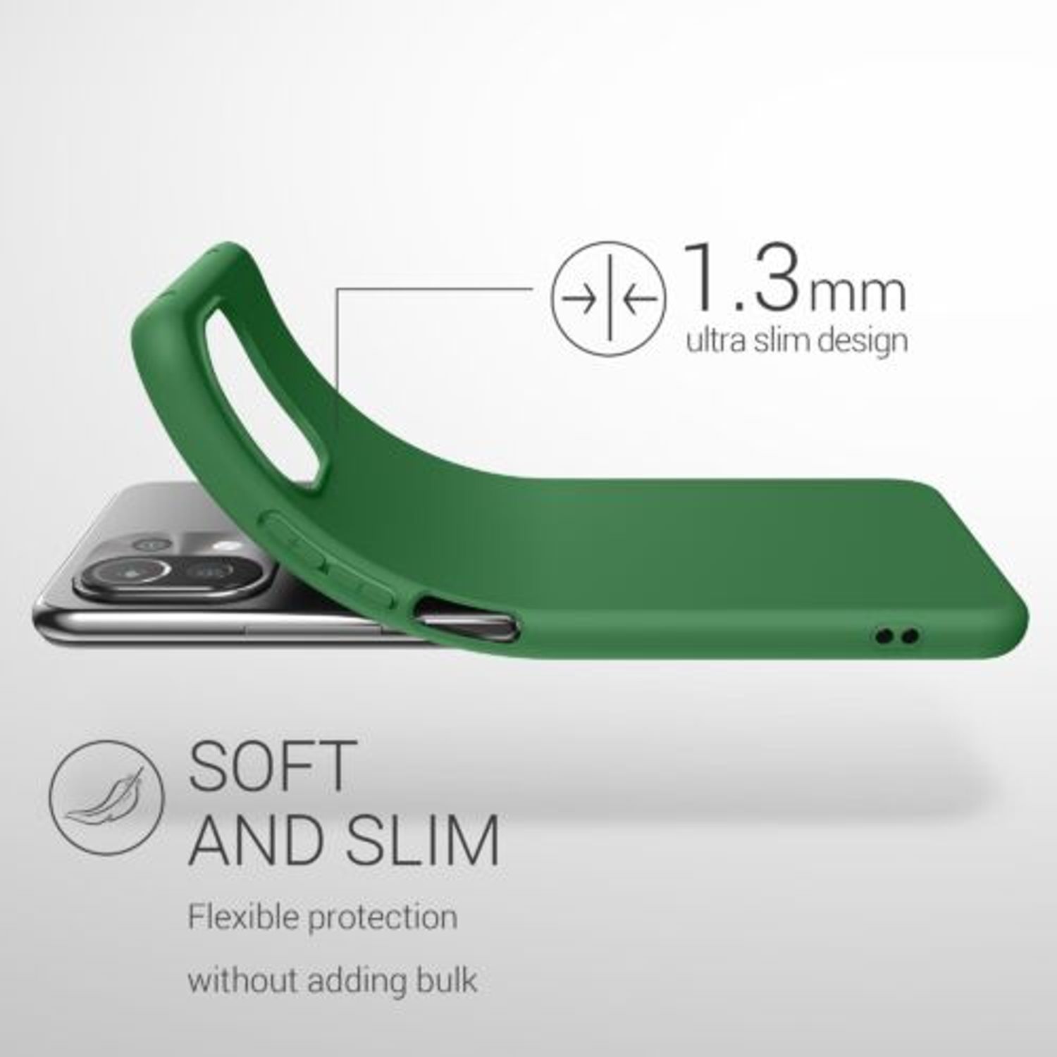 Husa pentru Xiaomi Mi 11 Lite 5G, Silicon, Verde, 54726.227, Kwmobile fotografia produsului View 6 L