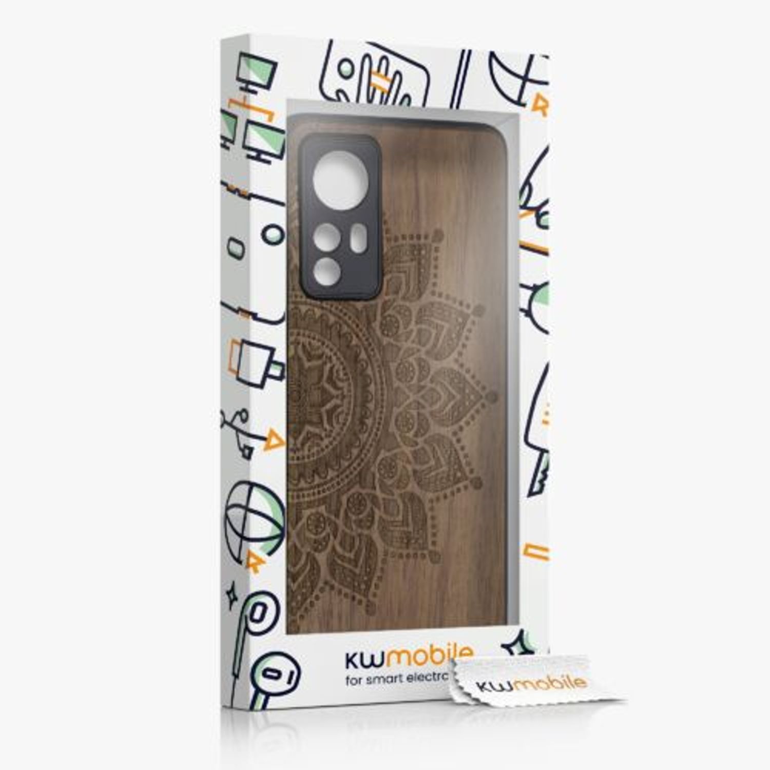 Husa pentru Xiaomi 12, Lemn, Maro, 56788.01, Kwmobile fotografia produsului View 6 L