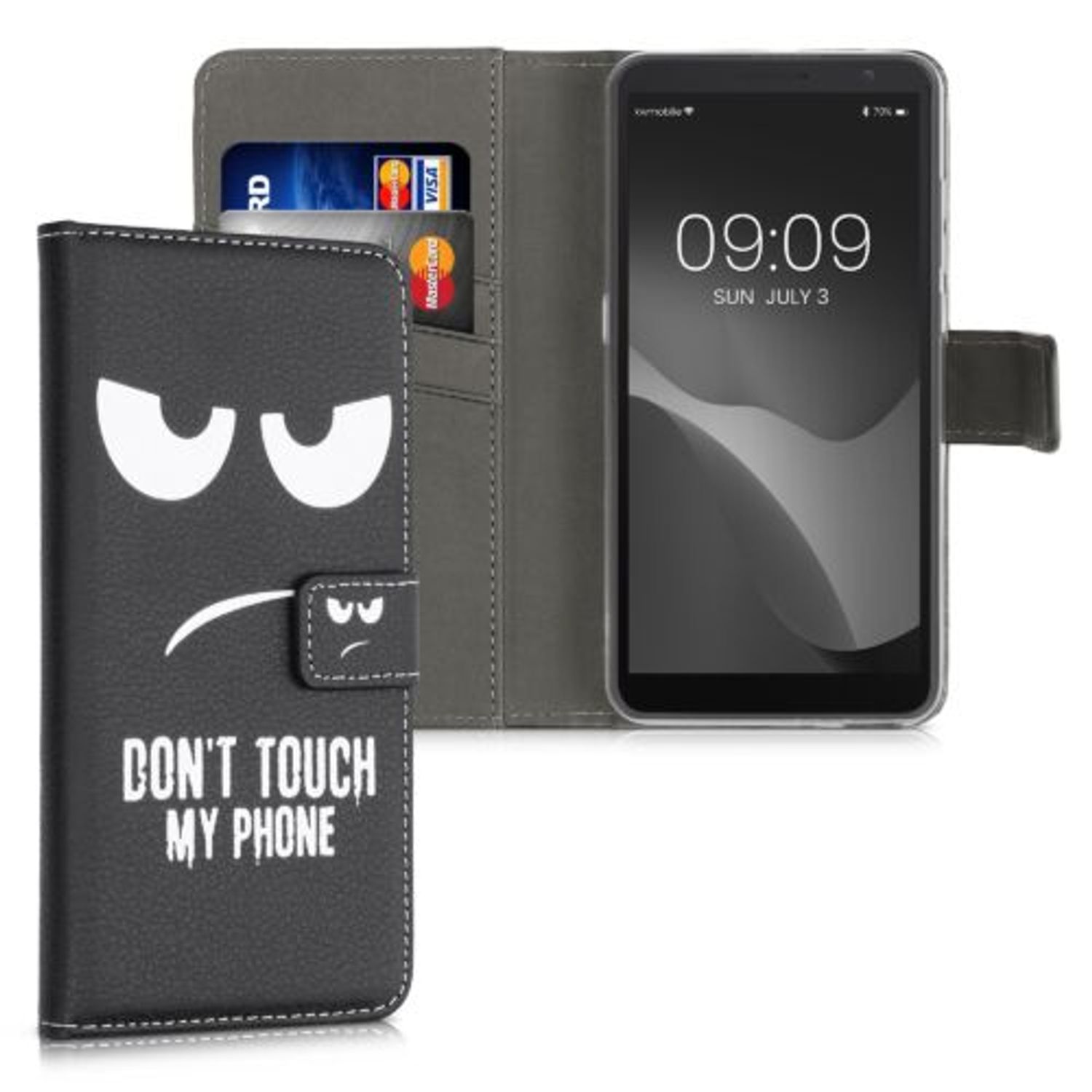 Husa pentru Alcatel 1B (2020), Piele ecologica, Negru, 52960.04, Kwmobile fotografia produsului