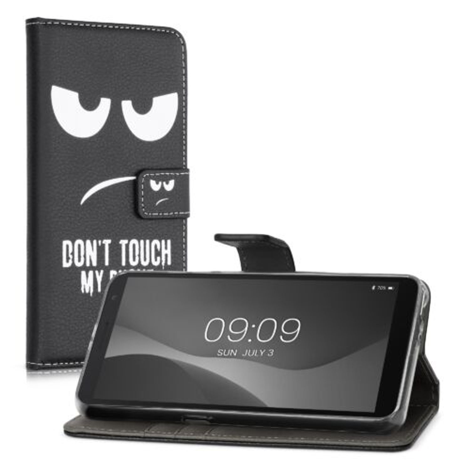 Husa pentru Alcatel 1B (2020), Piele ecologica, Negru, 52960.04, Kwmobile fotografia produsului View 2 L