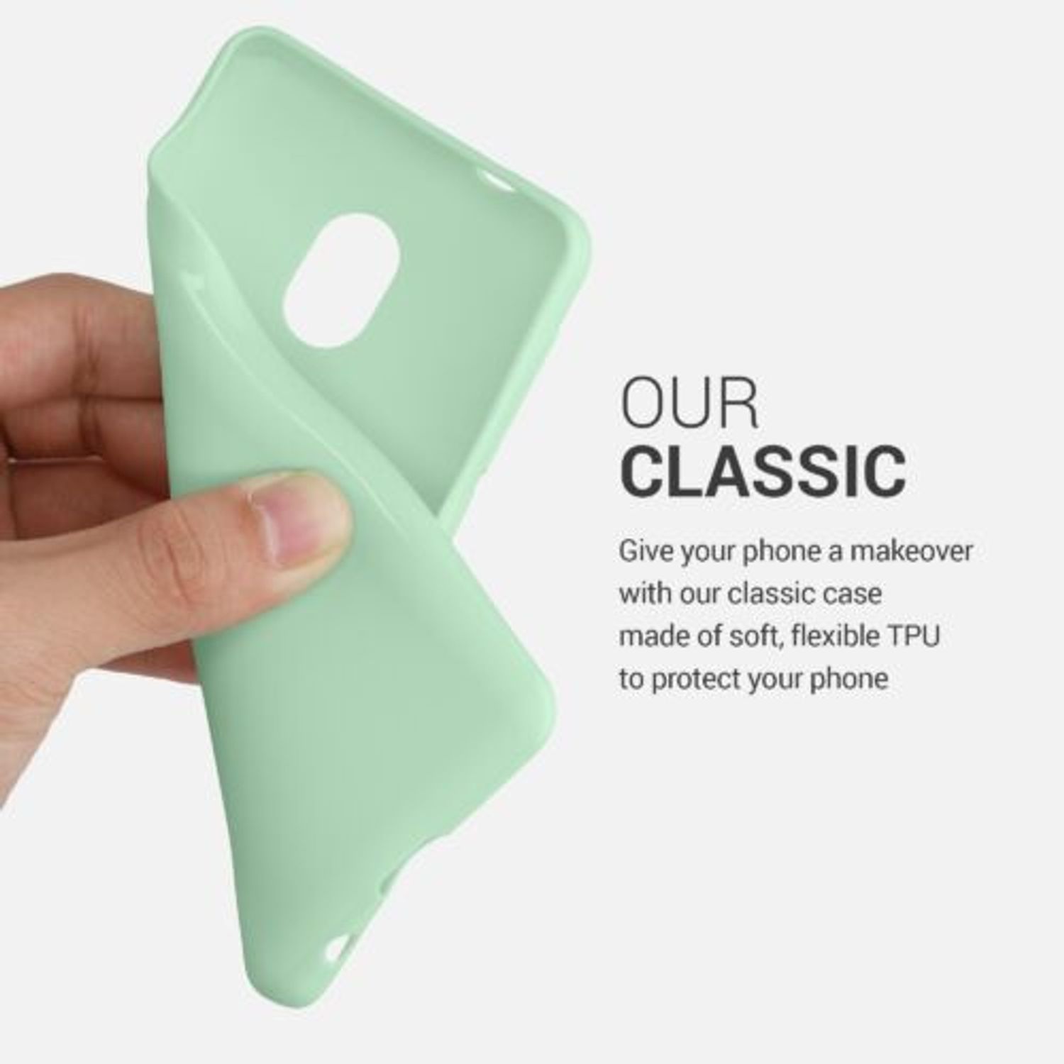 Husa pentru Alcatel 1C (2019), Silicon, Verde, 47558.50, Kwmobile fotografia produsului View 4 L