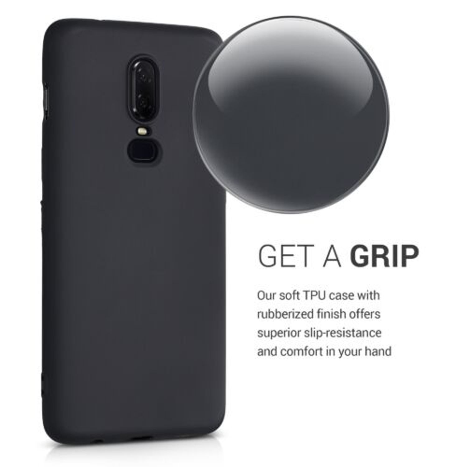 Husa pentru OnePlus 6, Silicon, Negru, 55346.01, Kwmobile fotografia produsului View 5 L