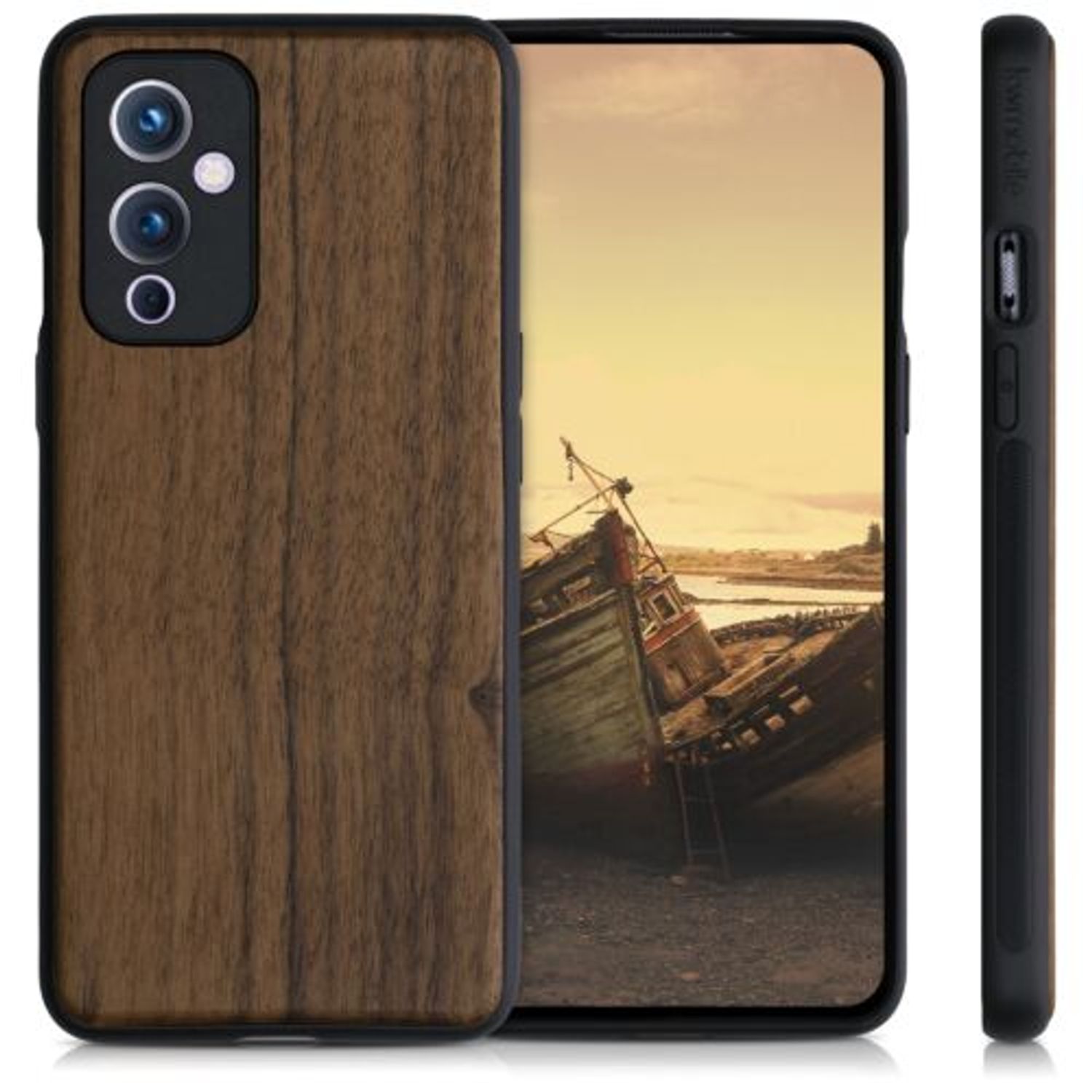 Husa pentru OnePlus 9, Lemn, Maro, 56039.18, Kwmobile fotografia produsului View 2 L