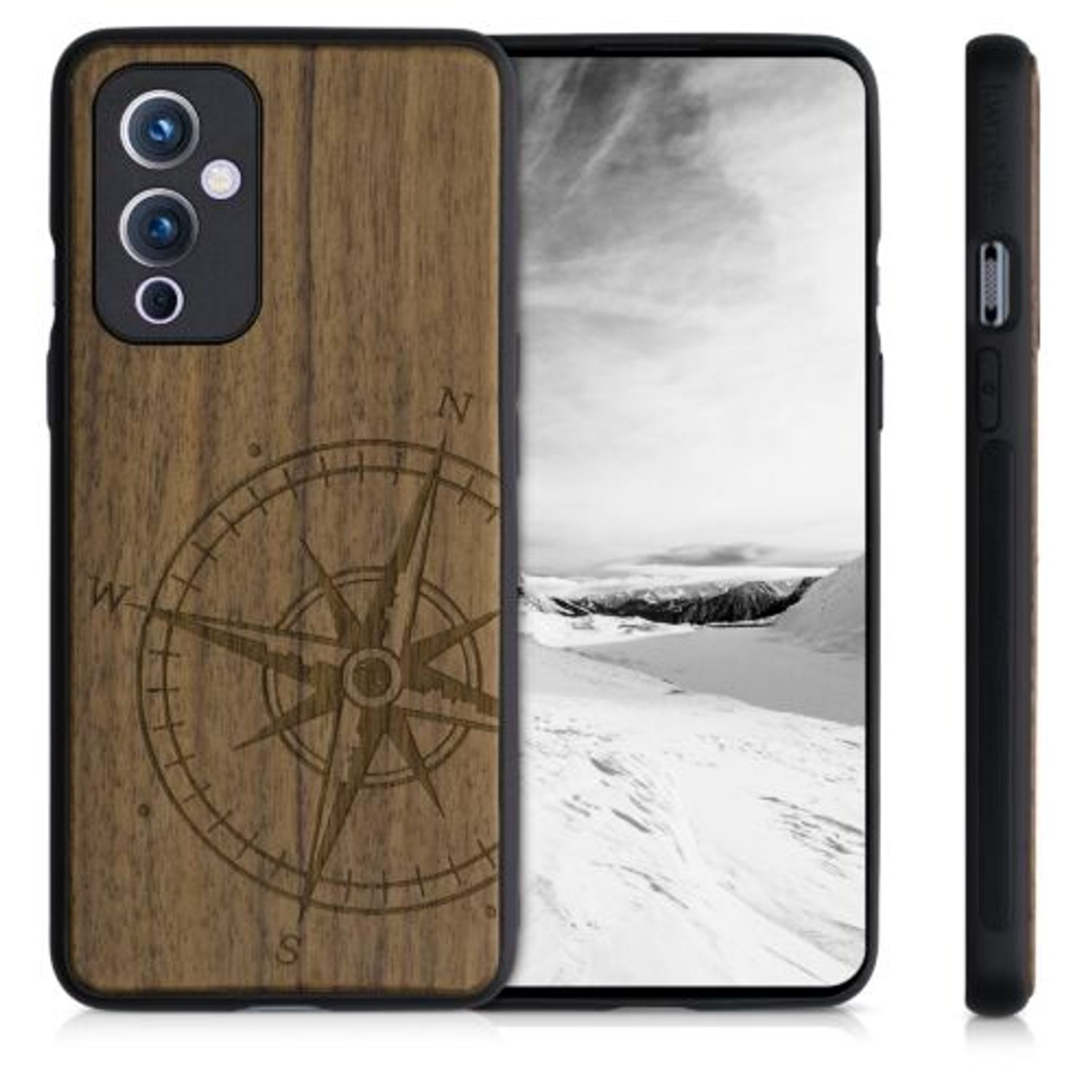Husa pentru OnePlus 9, Lemn, Maro, 56038.01, Kwmobile fotografia produsului View 2 L
