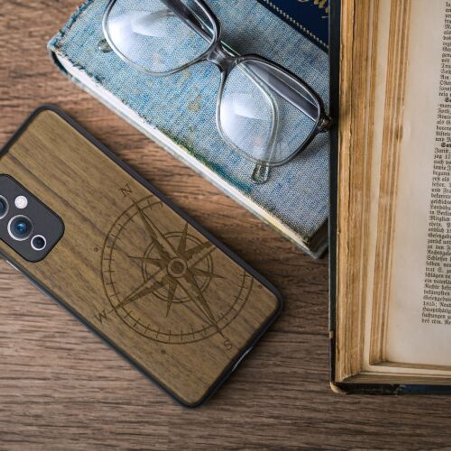 Husa pentru OnePlus 9, Lemn, Maro, 56038.01, Kwmobile fotografia produsului View 6 L