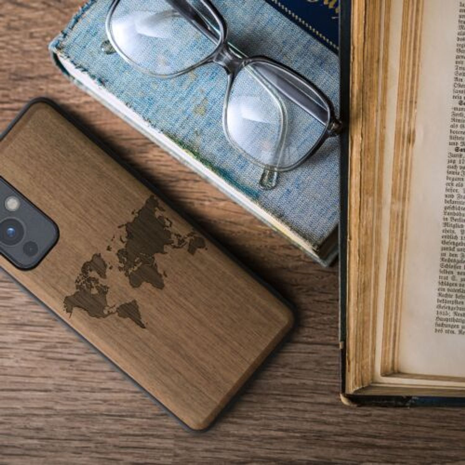 Husa pentru OnePlus 9, Lemn, Maro, 56038.03, Kwmobile fotografia produsului View 4 L