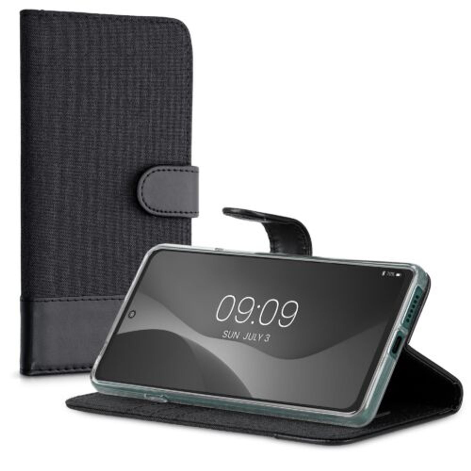 Husa pentru Motorola Edge 20, Textil, Negru, 56054.73, Kwmobile fotografia produsului View 2 L