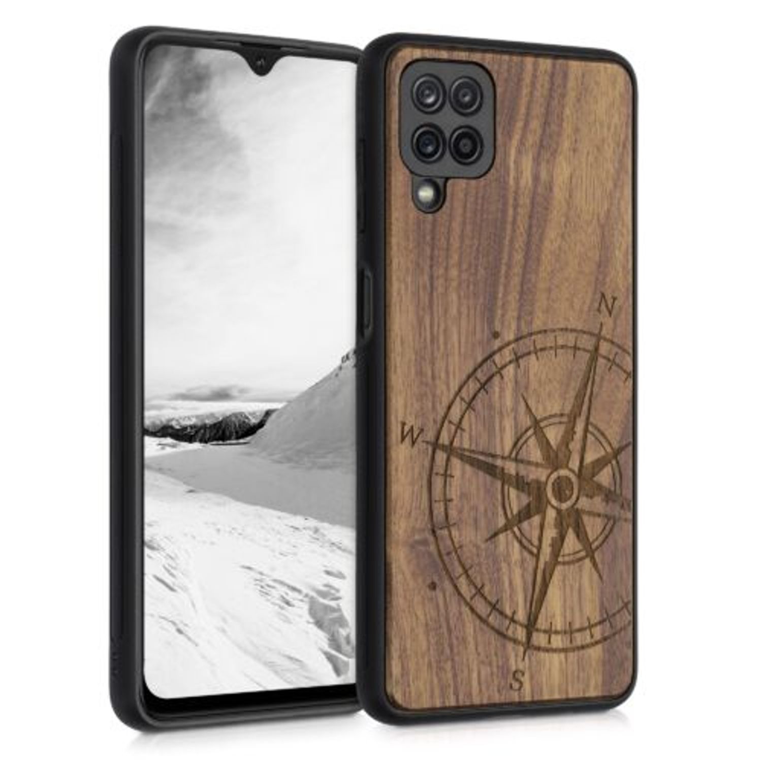 Husa pentru Samsung Galaxy A12, Lemn, Maro, 55092.02, Kwmobile fotografia produsului