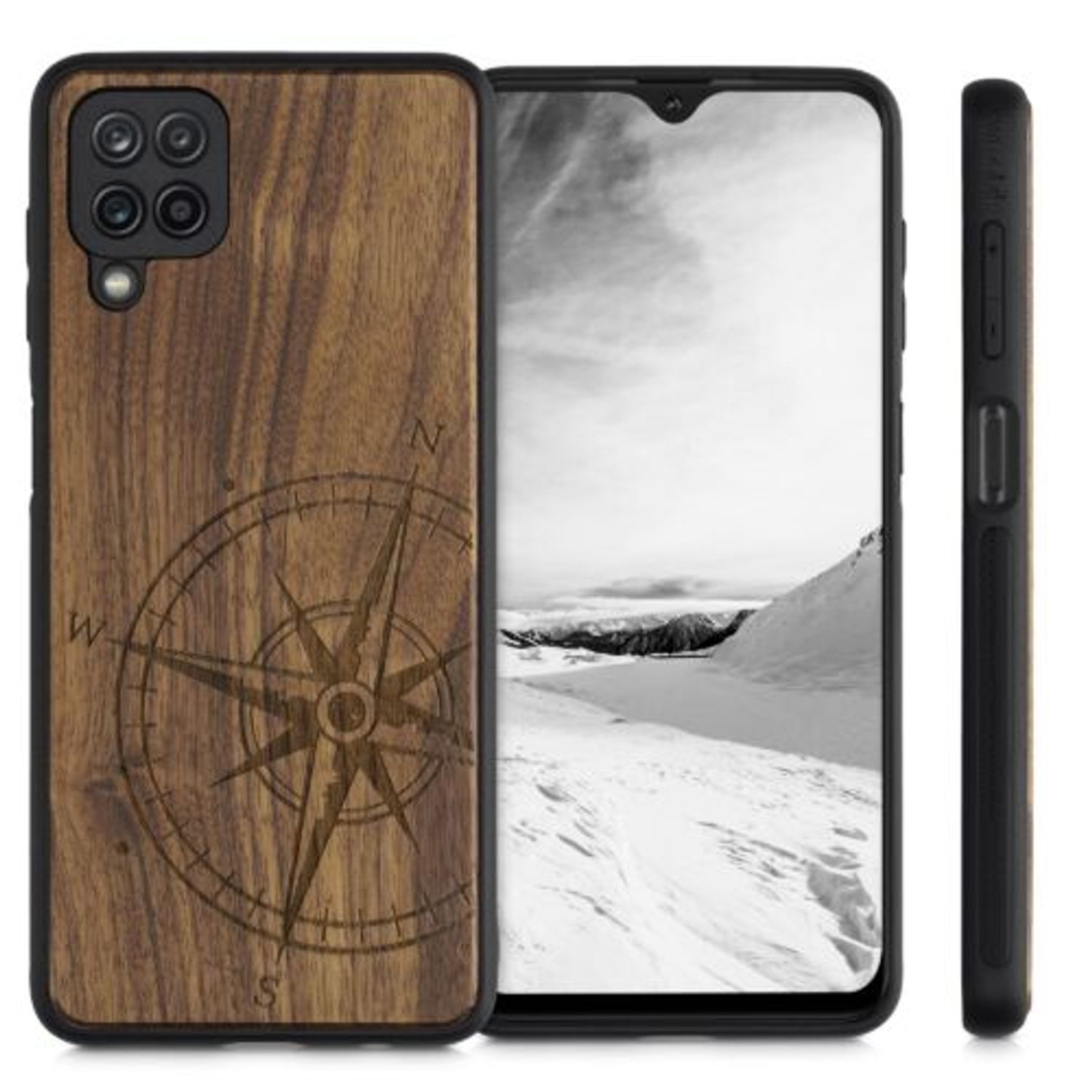 Husa pentru Samsung Galaxy A12, Lemn, Maro, 55092.02, Kwmobile fotografia produsului View 2 L
