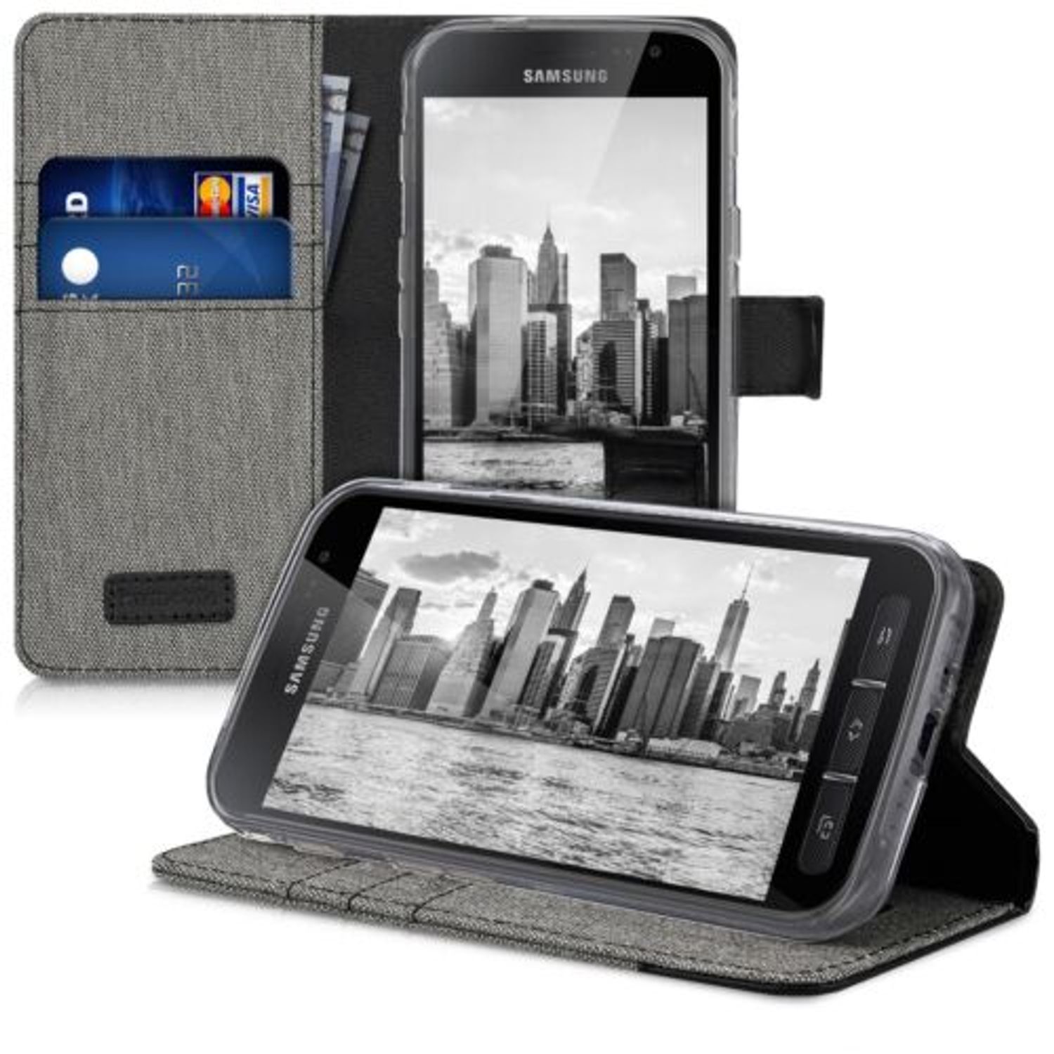 Husa pentru Samsung Galaxy Xcover 4, Textil, Gri, 41255.01 fotografia produsului View 4 L