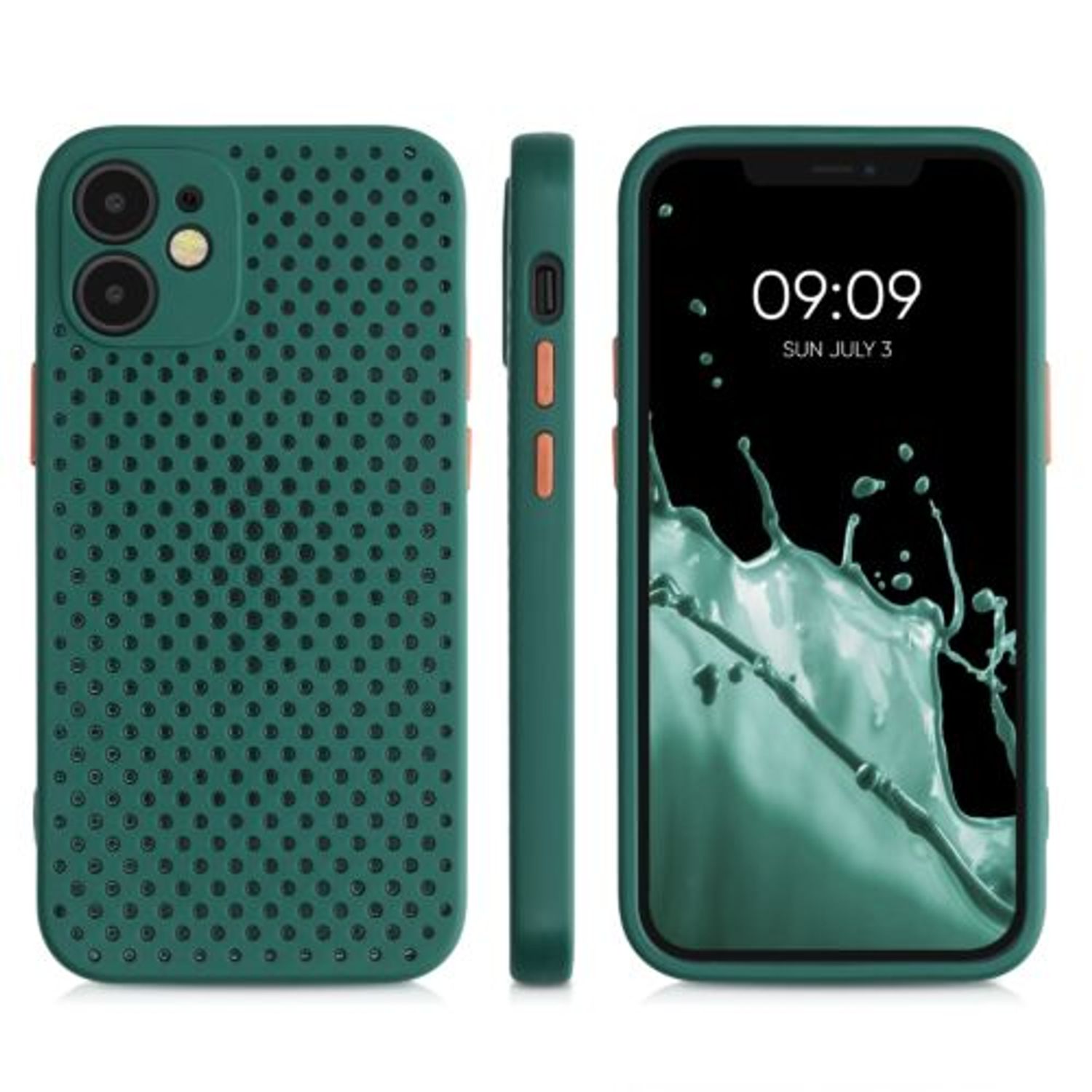 Husa pentru Apple iPhone 12 Mini, Silicon, Verde, 55896.80, Kwmobile fotografia produsului View 2 L