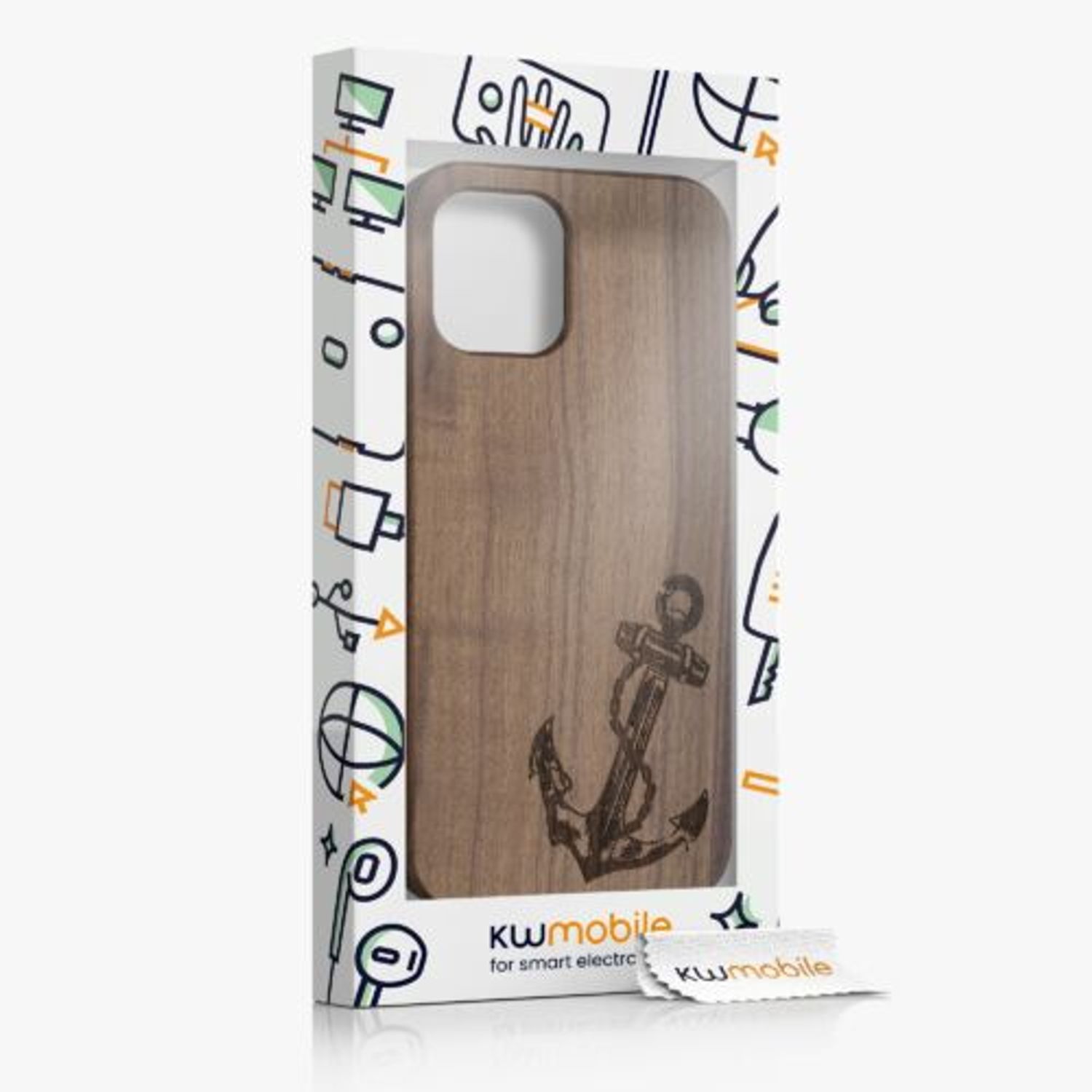Husa pentru Apple iPhone 12 Pro Max, Lemn, Maro, 52736.08, Kwmobile fotografia produsului View 3 L