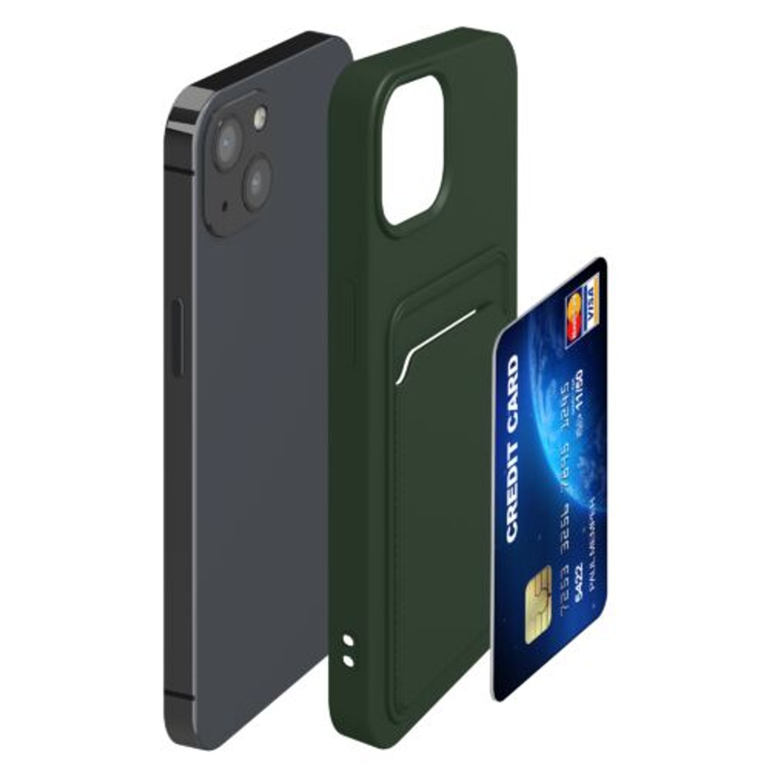 Husa pentru Apple iPhone 13, Silicon, Verde, 55955.80, Kwmobile fotografia produsului View 9 L