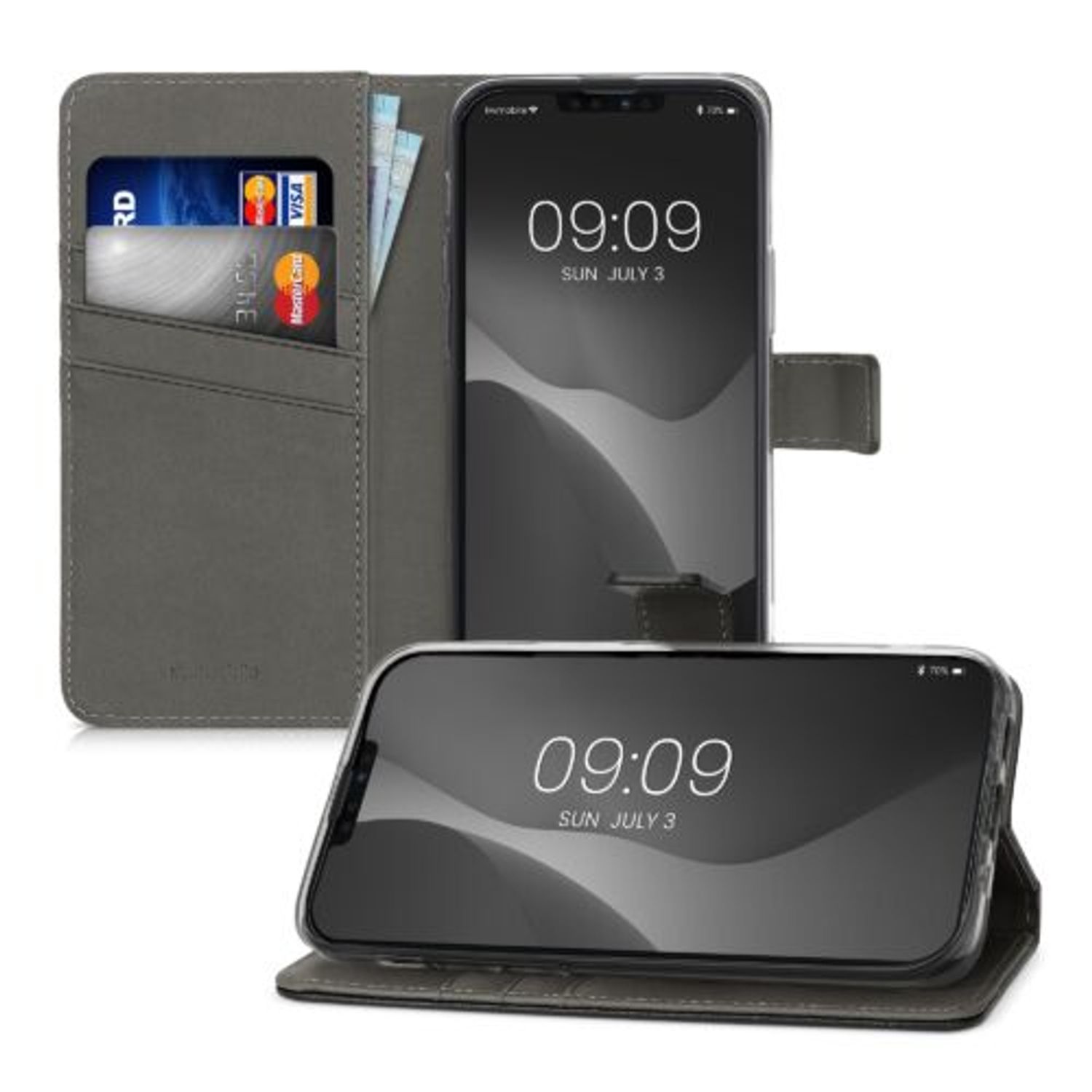 Husa pentru Apple iPhone 13 Mini, Piele ecologica, Negru, 55935.04, Kwmobile fotografia produsului View 6 L