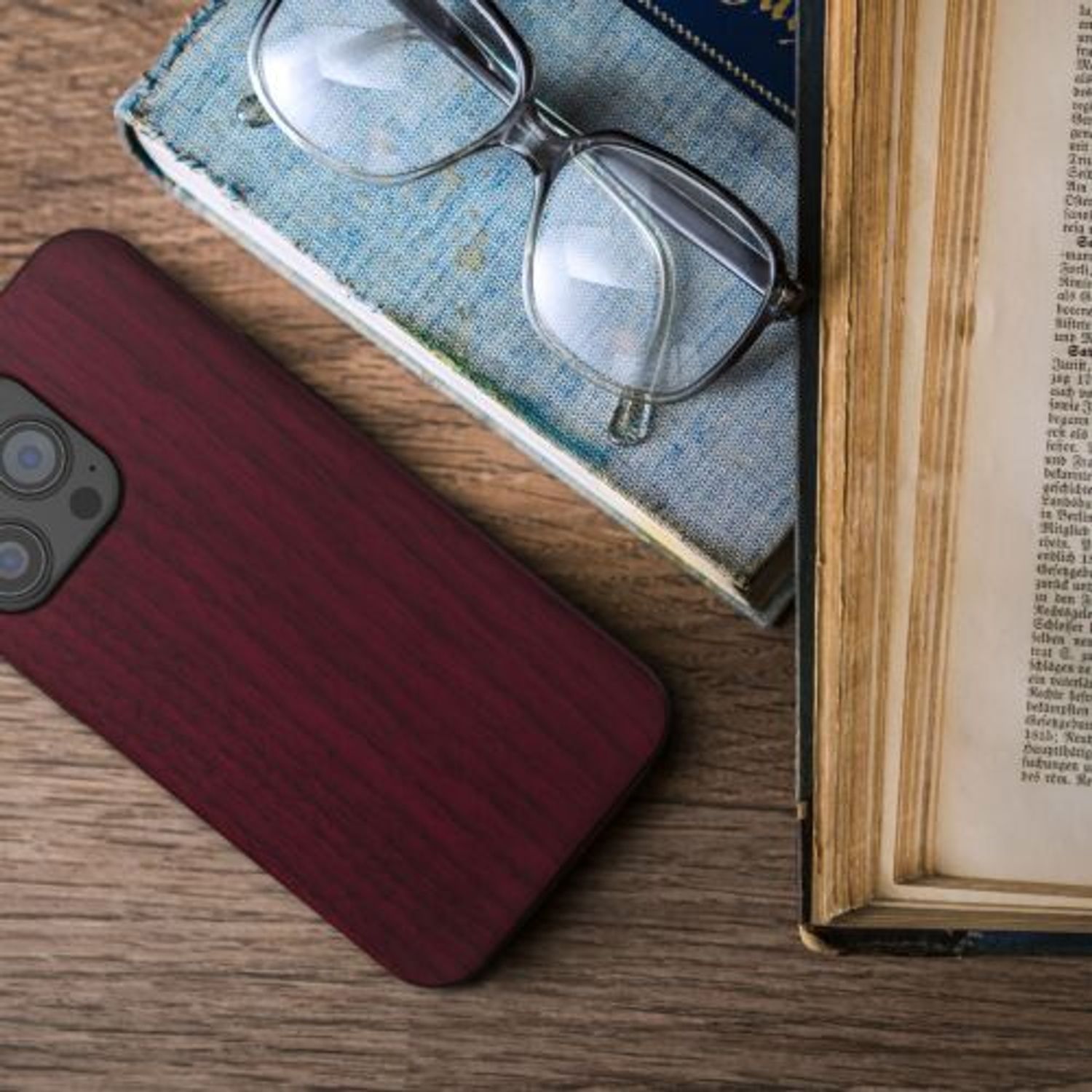 Husa pentru Apple iPhone 13 Pro, Lemn, Rosu, 55968.20, Kwmobile fotografia produsului View 5 L