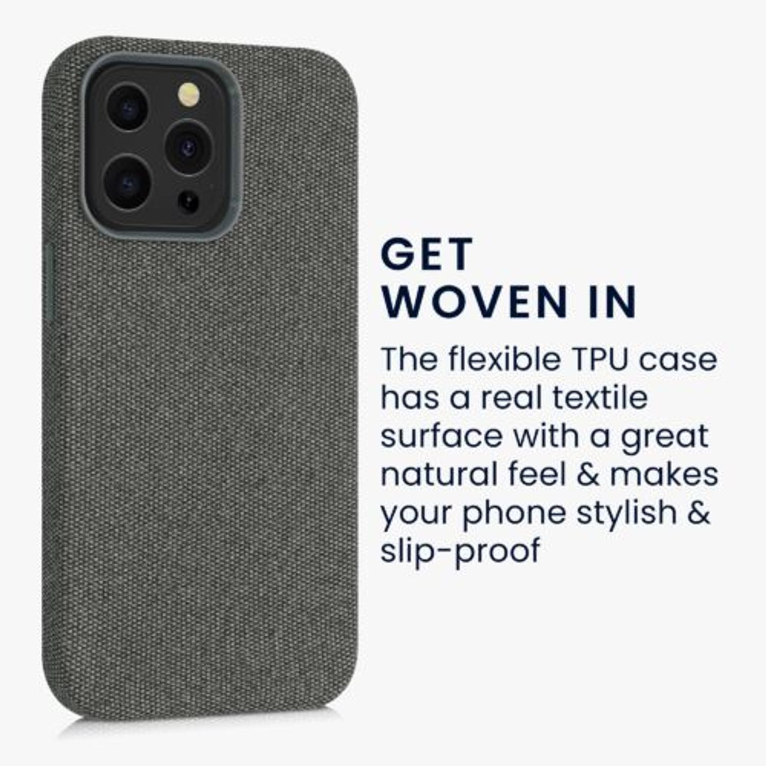 Husa pentru Apple iPhone 13 Pro, Textil, Gri, 56772.22, Kwmobile fotografia produsului View 4 L