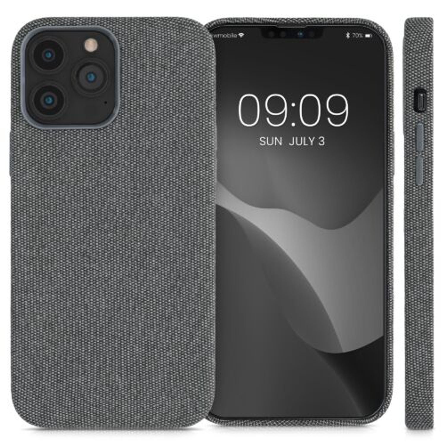 Husa pentru Apple iPhone 13 Pro Max, Textil, Gri, 56773.22, Kwmobile fotografia produsului View 2 L