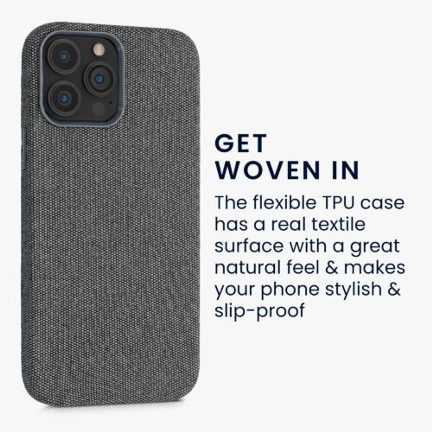 Husa pentru Apple iPhone 13 Pro Max, Textil, Gri, 56773.22, Kwmobile fotografia produsului View 4 L