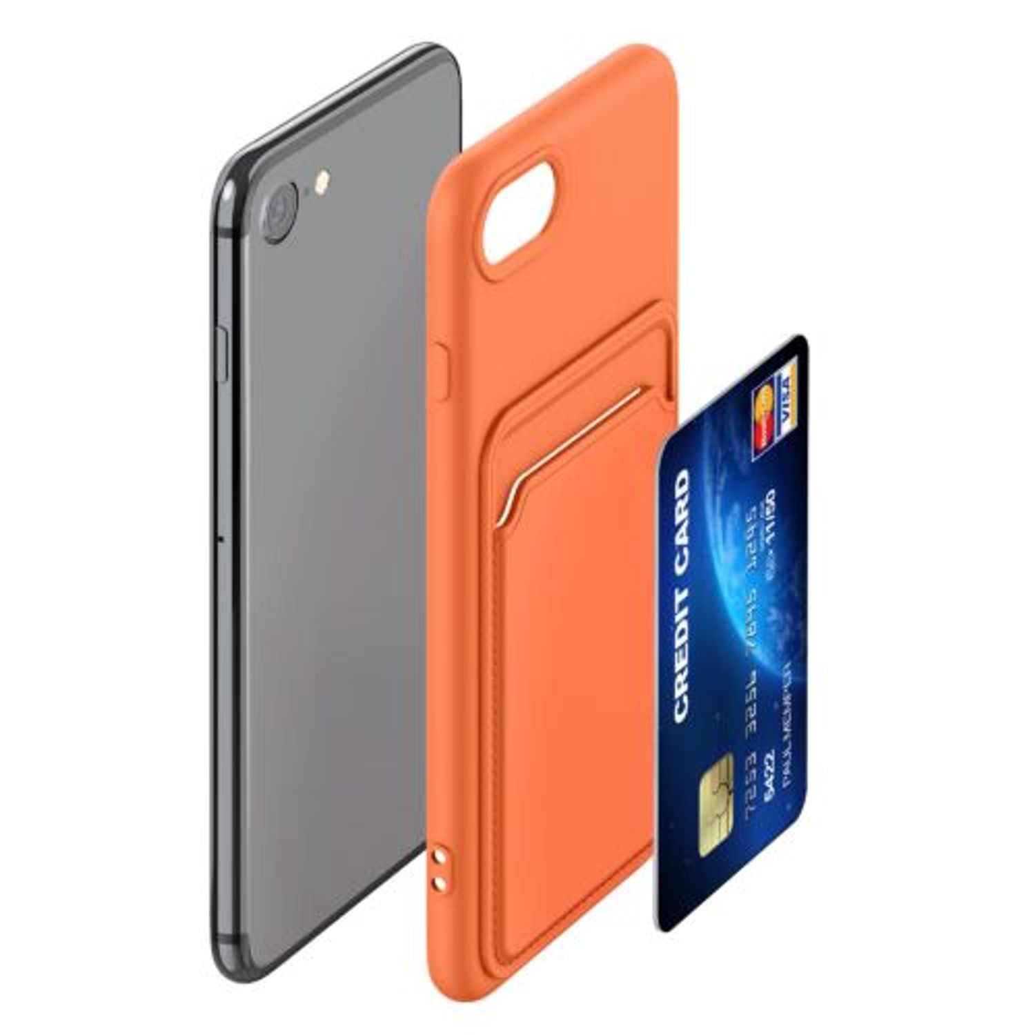 Husa pentru Apple iPhone 8/iPhone 7/iPhone SE 2, Silicon, Portocaliu, 55117.29, Kwmobile fotografia produsului View 7 L